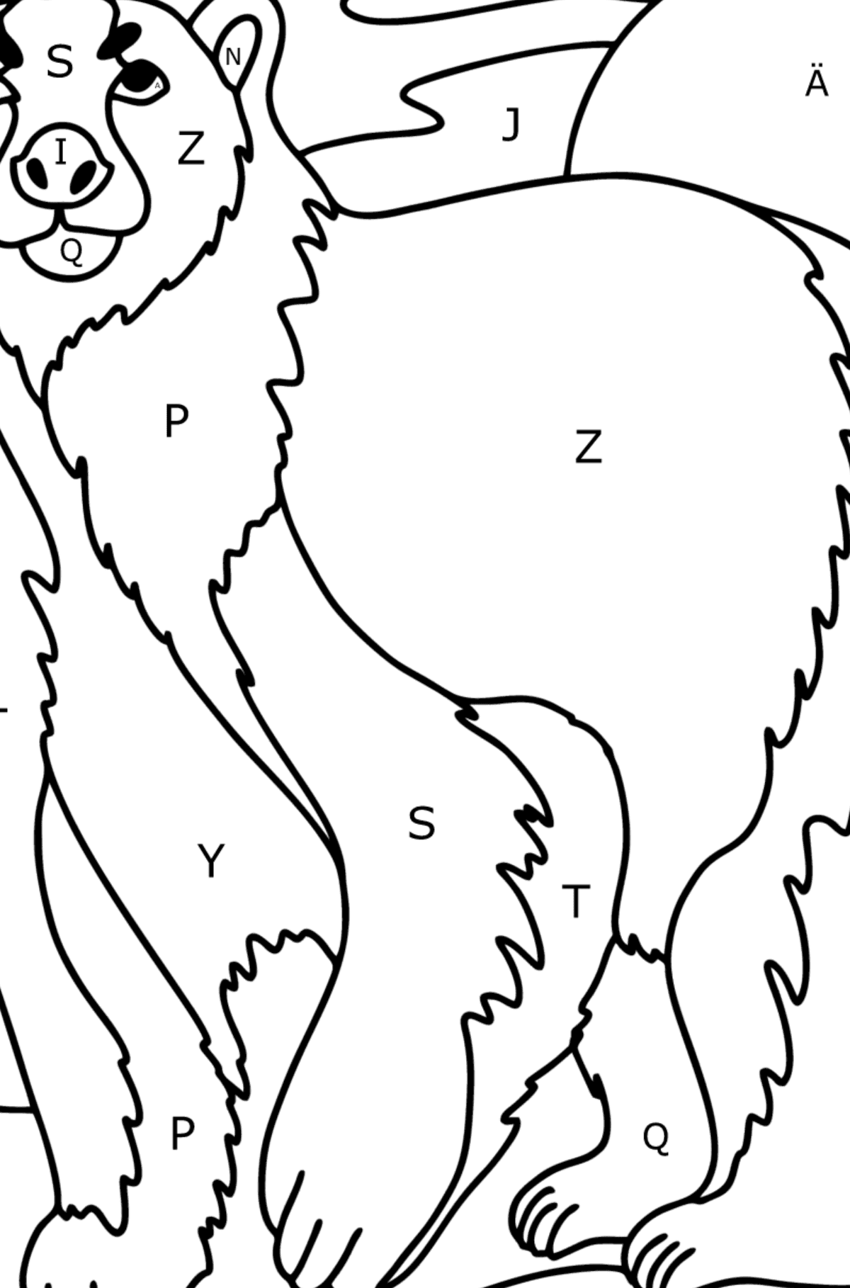 Målarbild isbjörn - Färgläggning av bokstäver För barn
