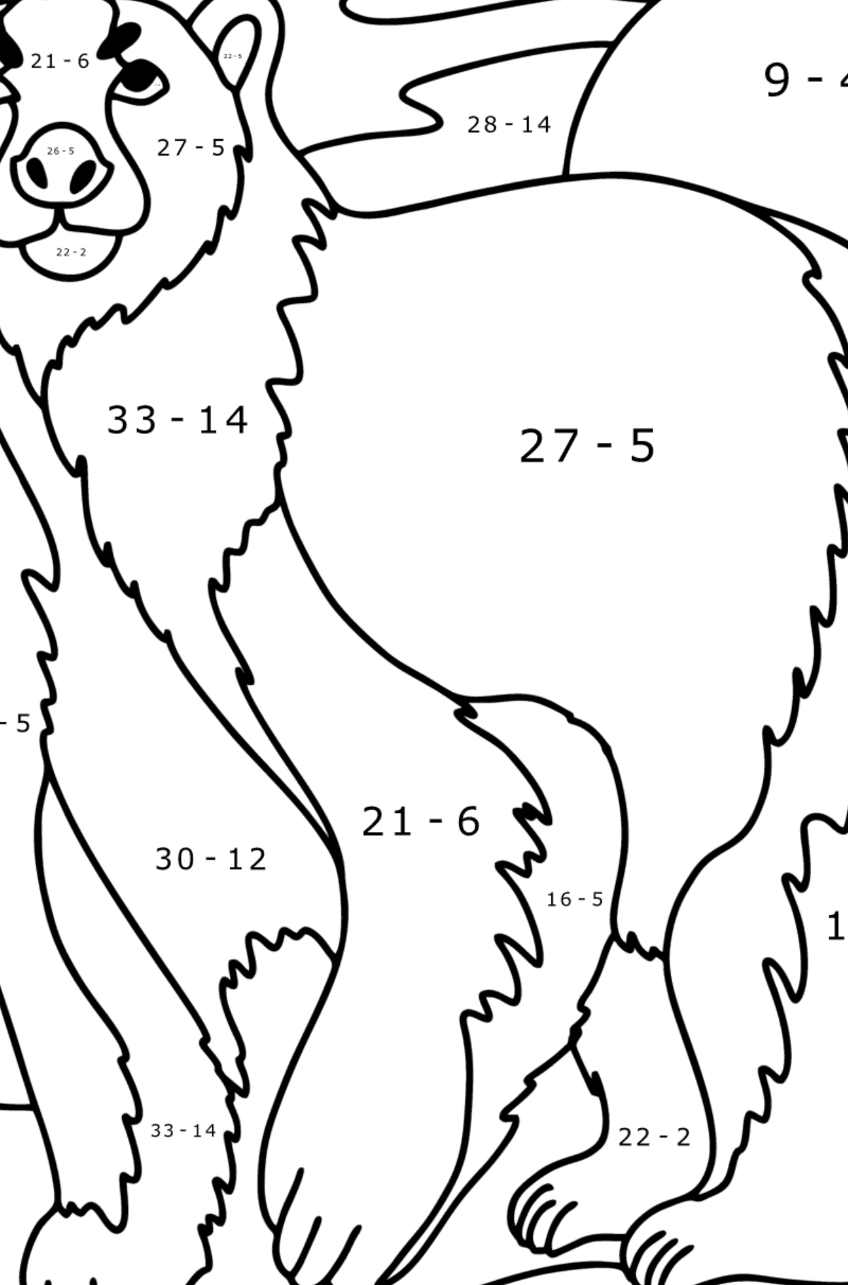 Polar bear coloring page - Math Coloring - Subtraction for Kids