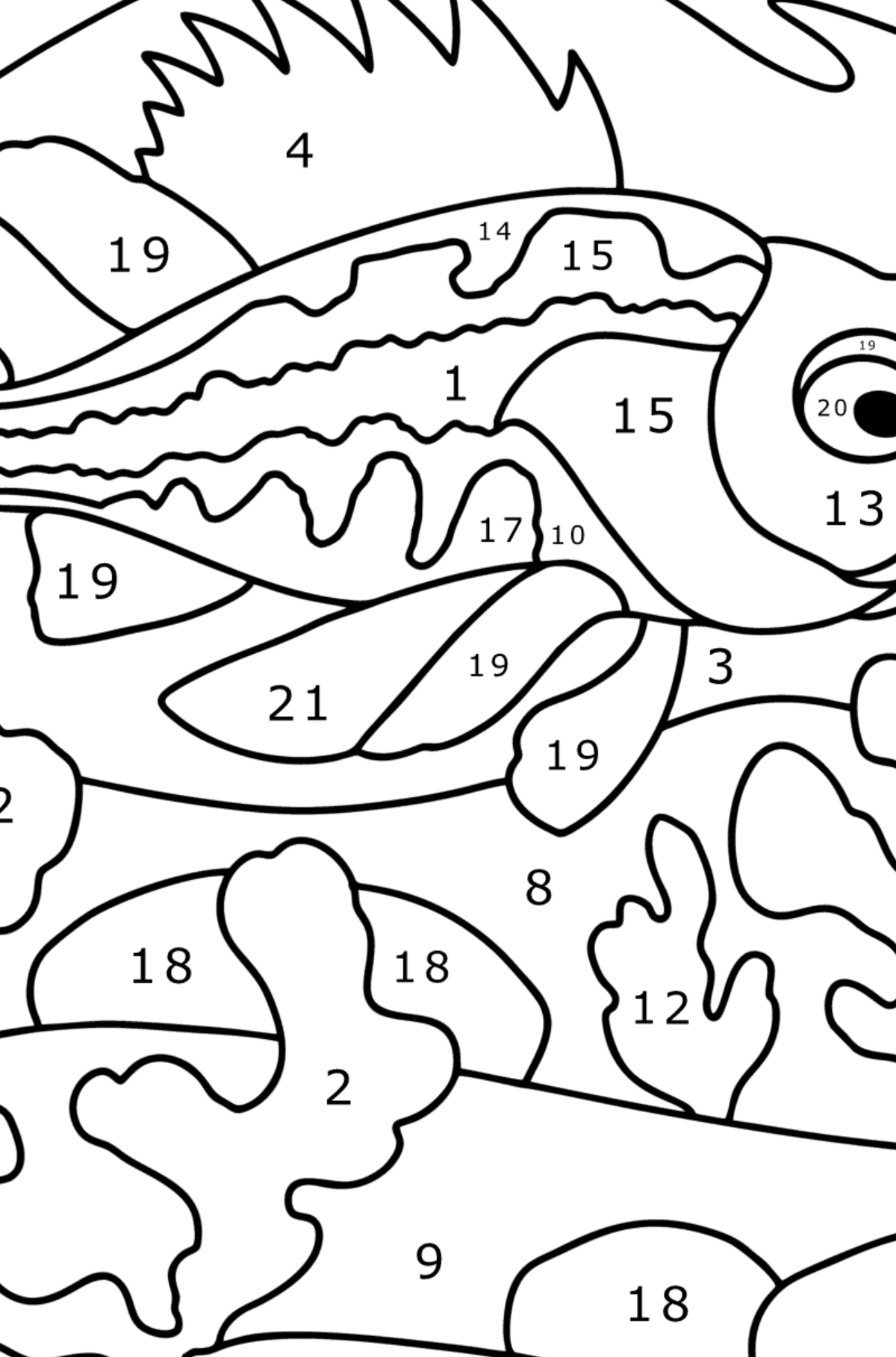 Dibujo de Lubina para colorear - Colorear por Números para Niños