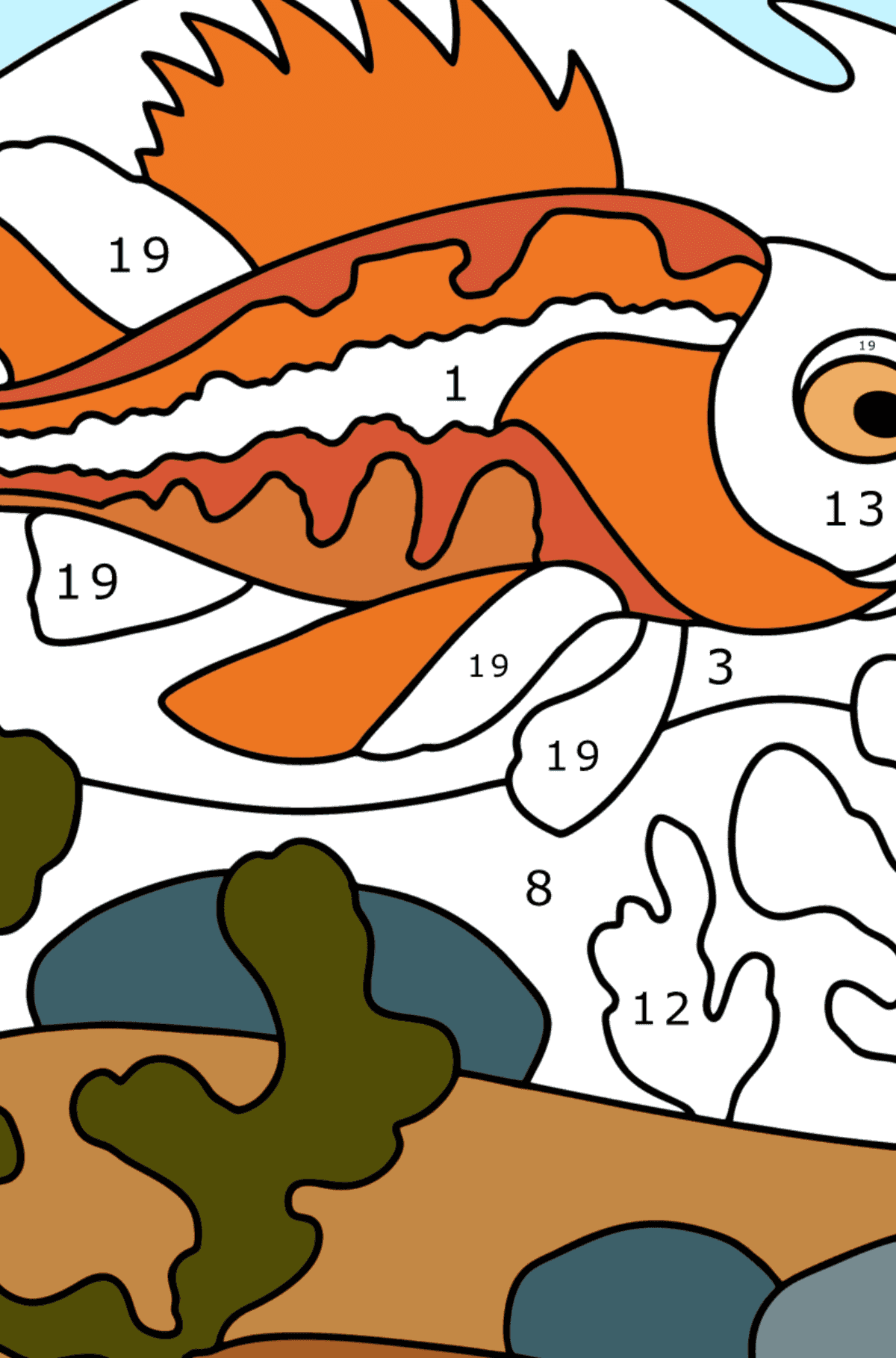 Dibujo de Lubina para colorear - Colorear por Números para Niños