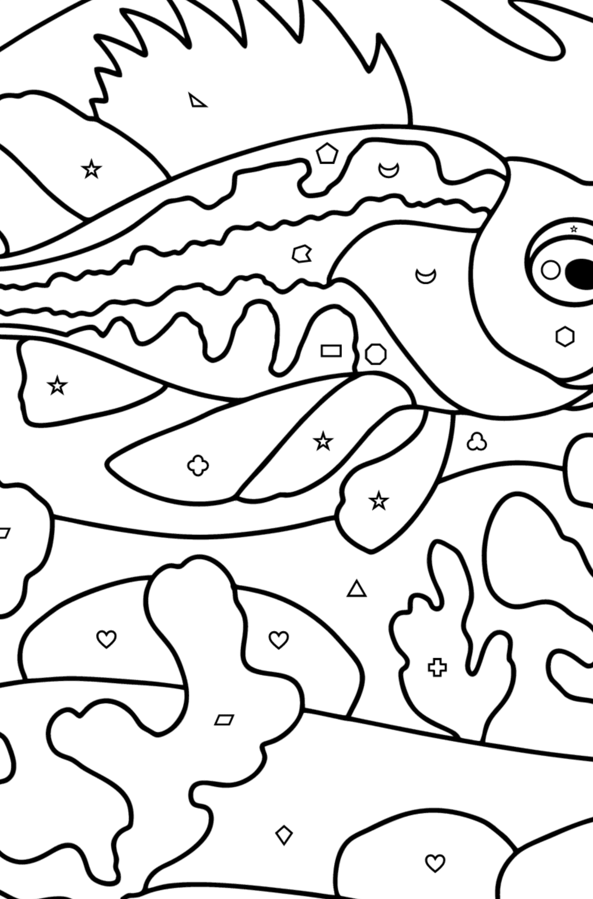 Sea bass coloring page - Coloring by Geometric Shapes for Kids