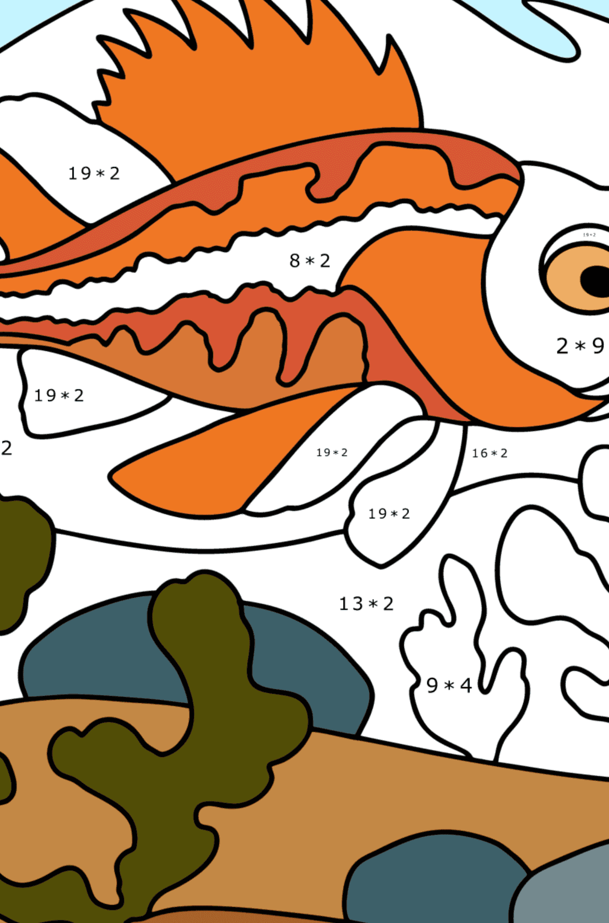 Coloriage Loup de mer - Coloriage Magique Multiplication pour les Enfants