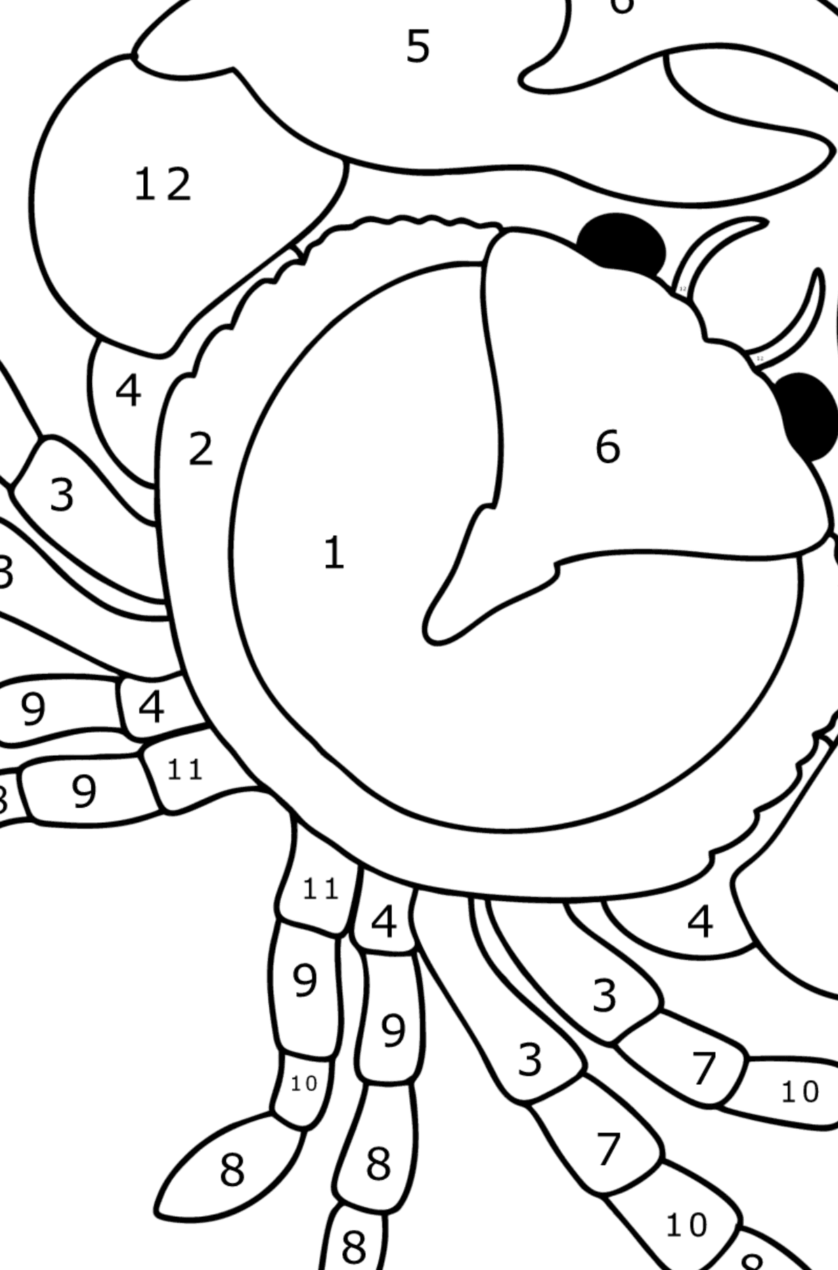 Sea ​​crab coloring page - Coloring by Numbers for Kids