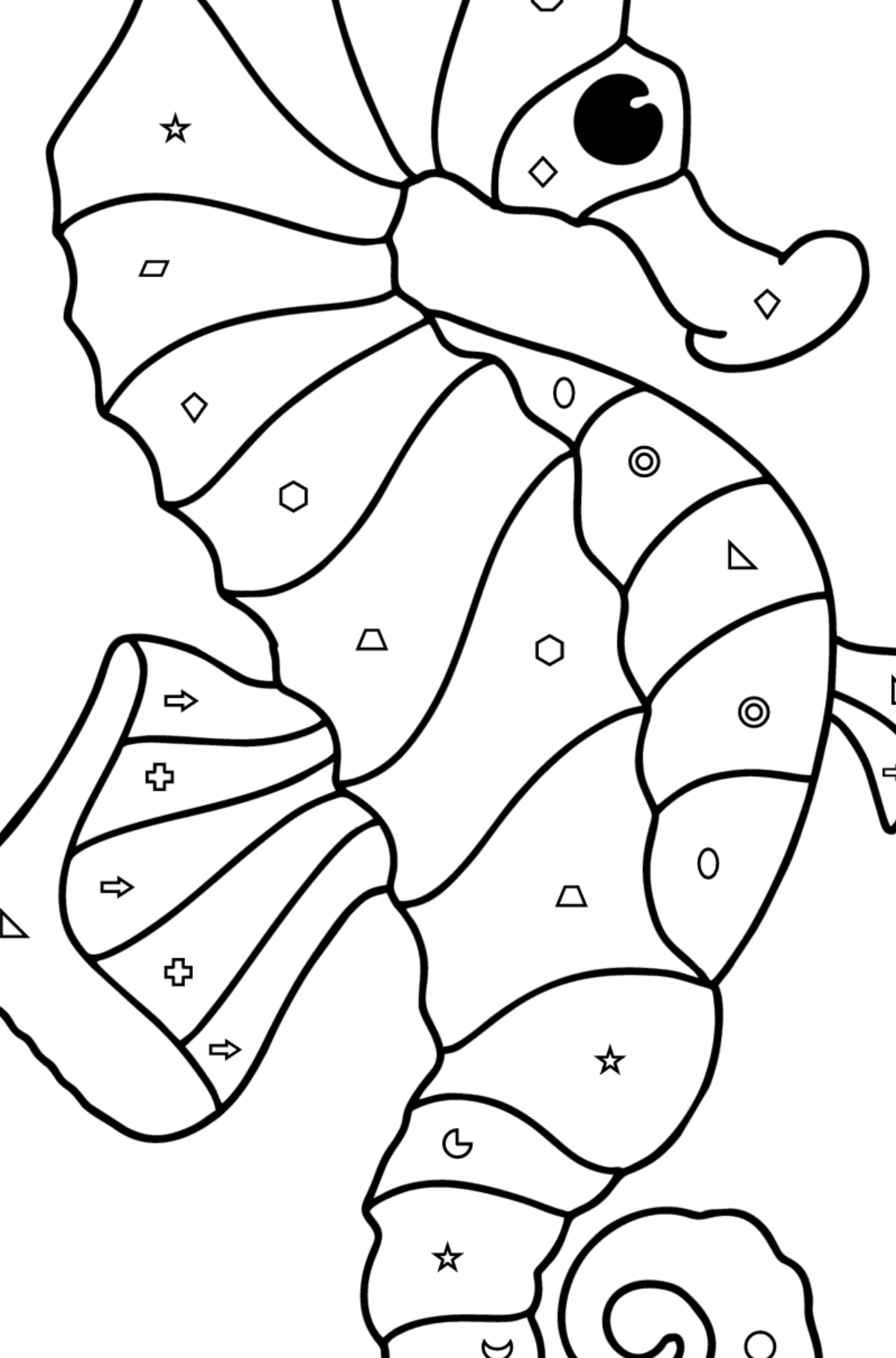 Sea Horse coloring page - Coloring by Geometric Shapes for Kids