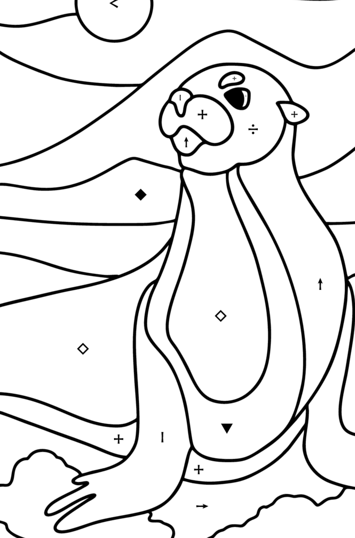 Sea lion coloring page - Coloring by Symbols for Kids