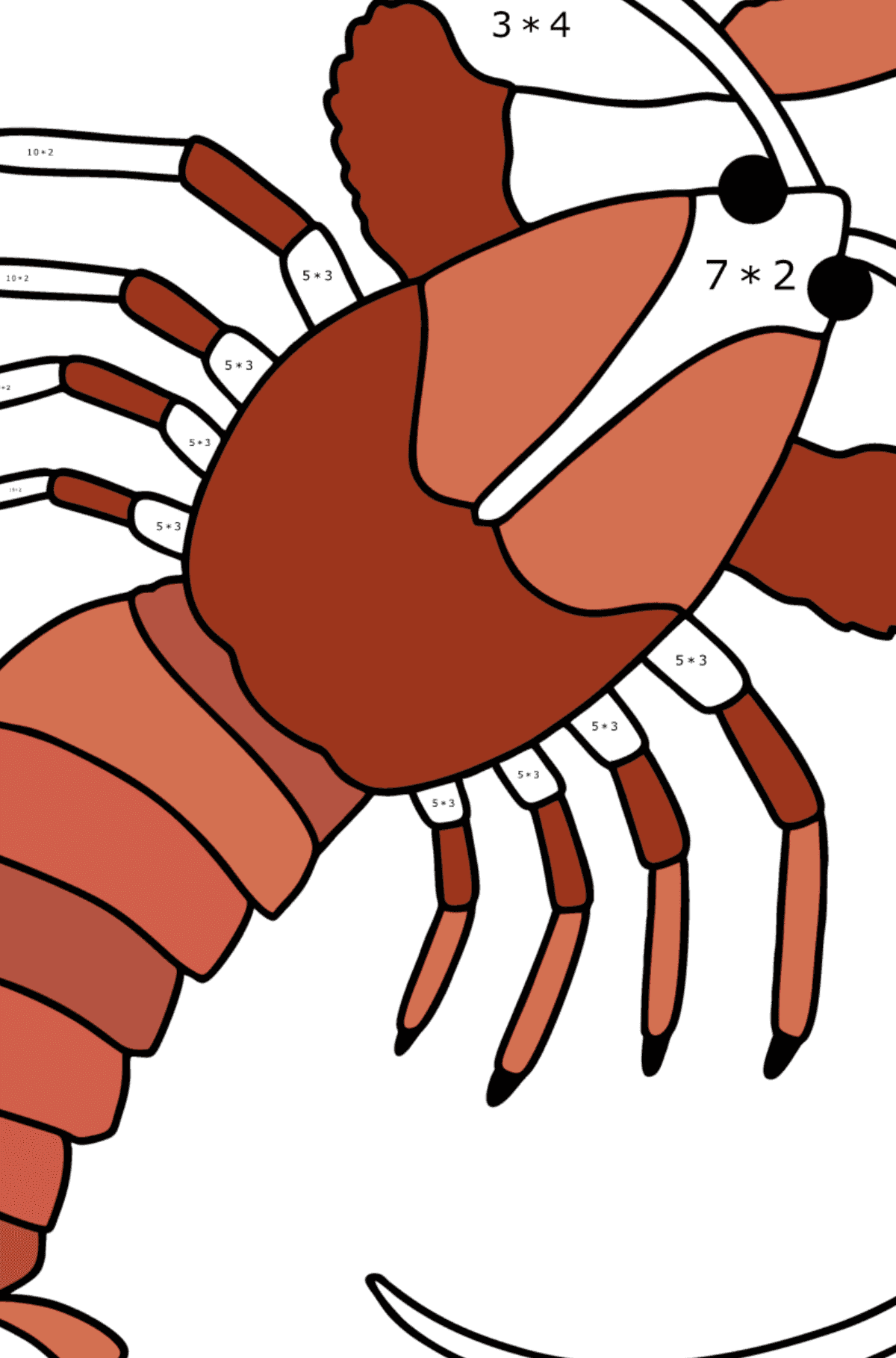 Coloriage Homard de mer - Coloriage Magique Multiplication pour les Enfants