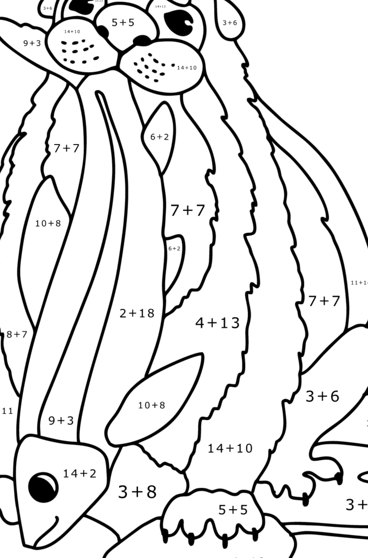 Sea Otter coloring page - Math Coloring - Addition for Kids