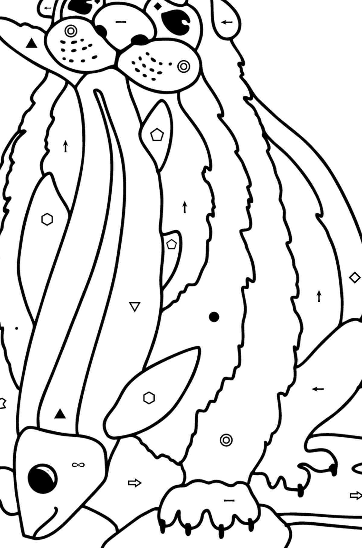 Sea Otter coloring page - Coloring by Symbols and Geometric Shapes for Kids