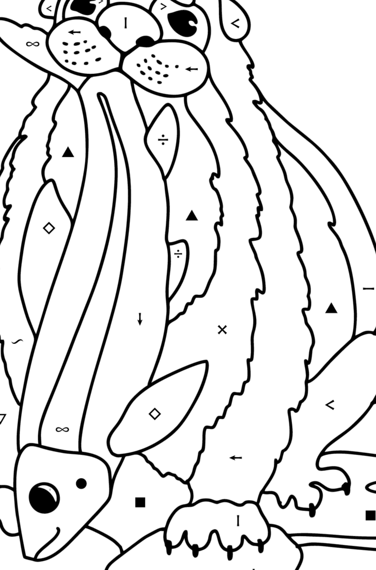 Sea Otter coloring page - Coloring by Symbols for Kids