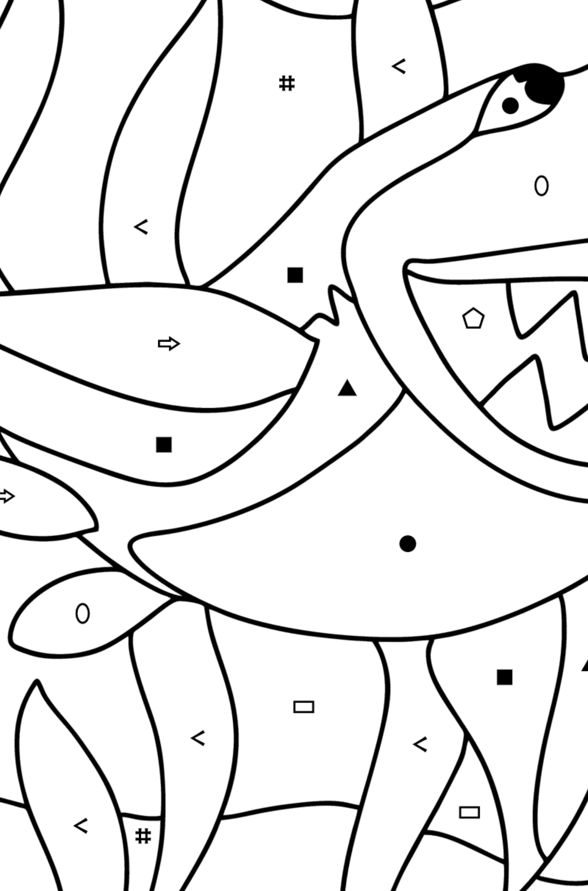 Shark coloring page - Coloring by Symbols and Geometric Shapes for Kids