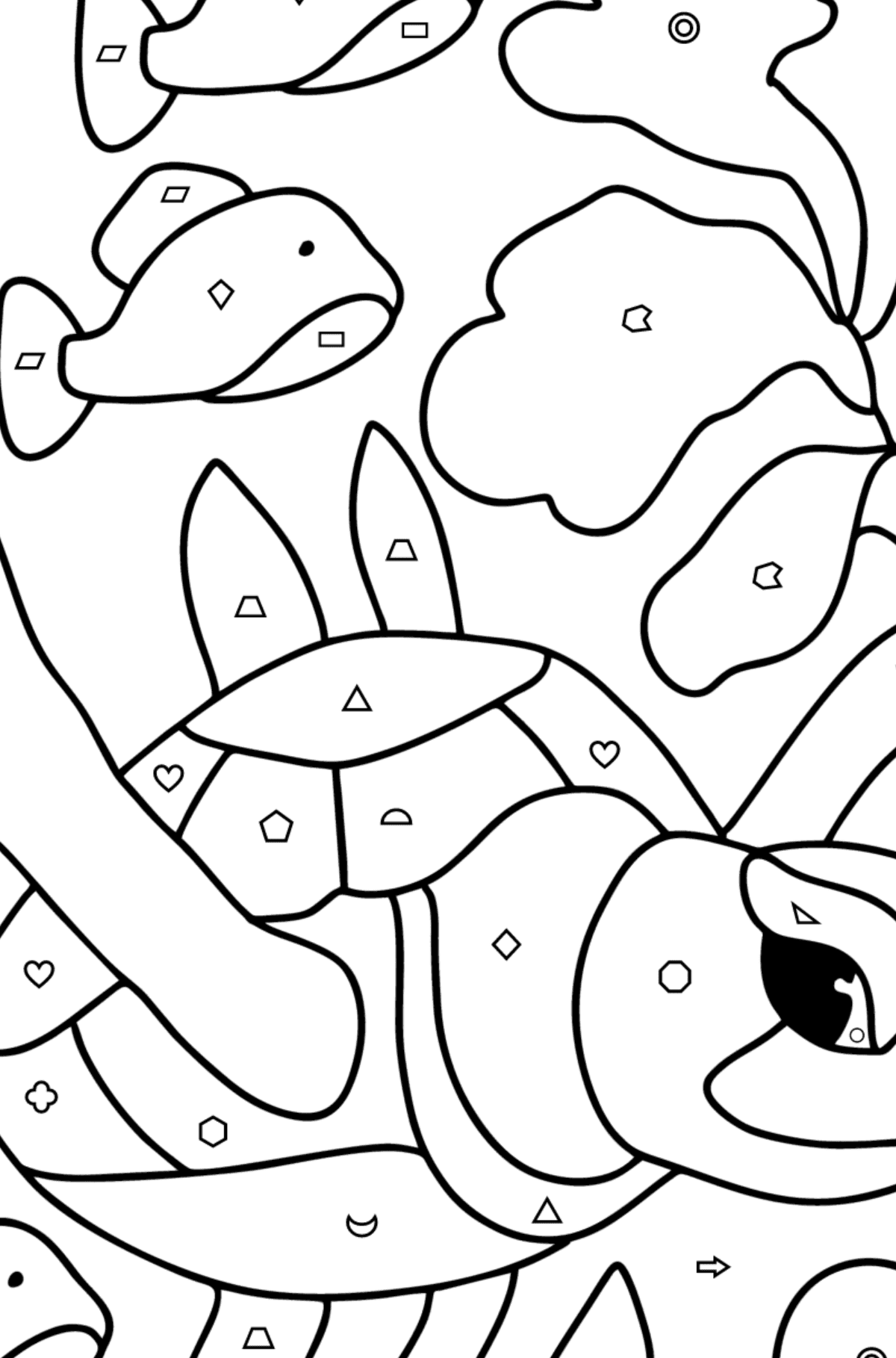 Sea turtle coloring page - Coloring by Geometric Shapes for Kids