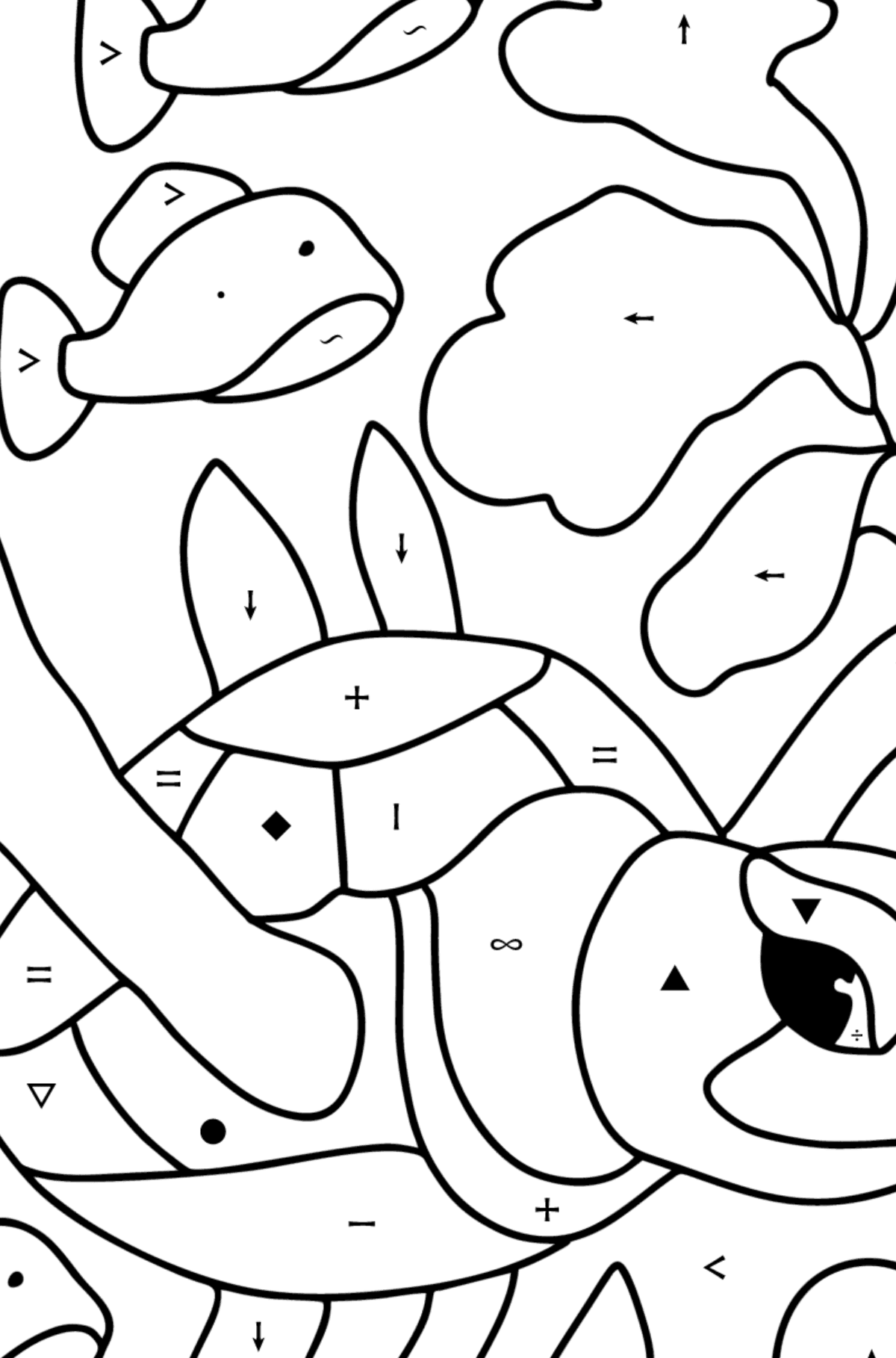 Sea turtle coloring page - Coloring by Symbols for Kids