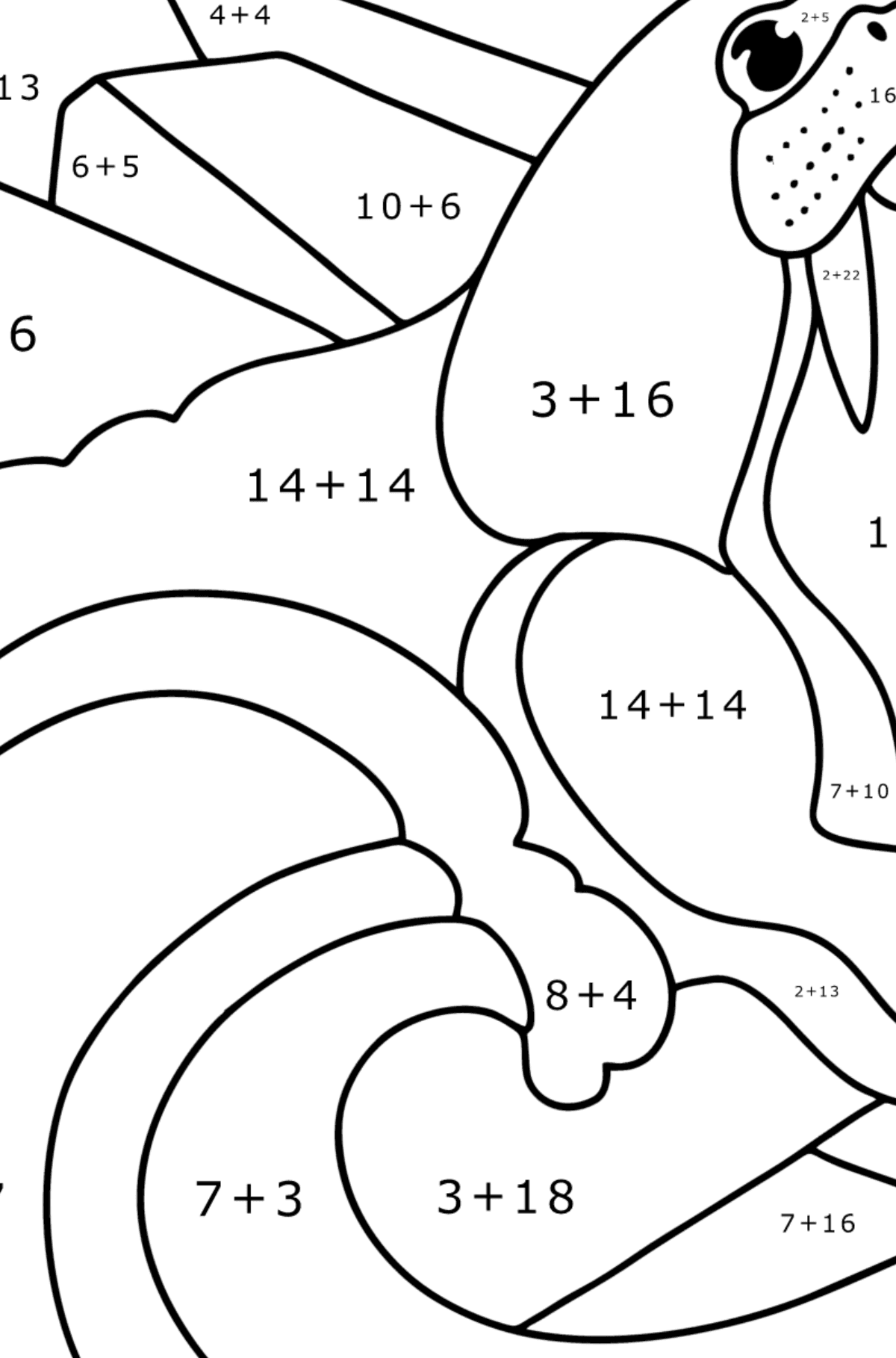 Atlantic Walrus coloring page - Math Coloring - Addition for Kids