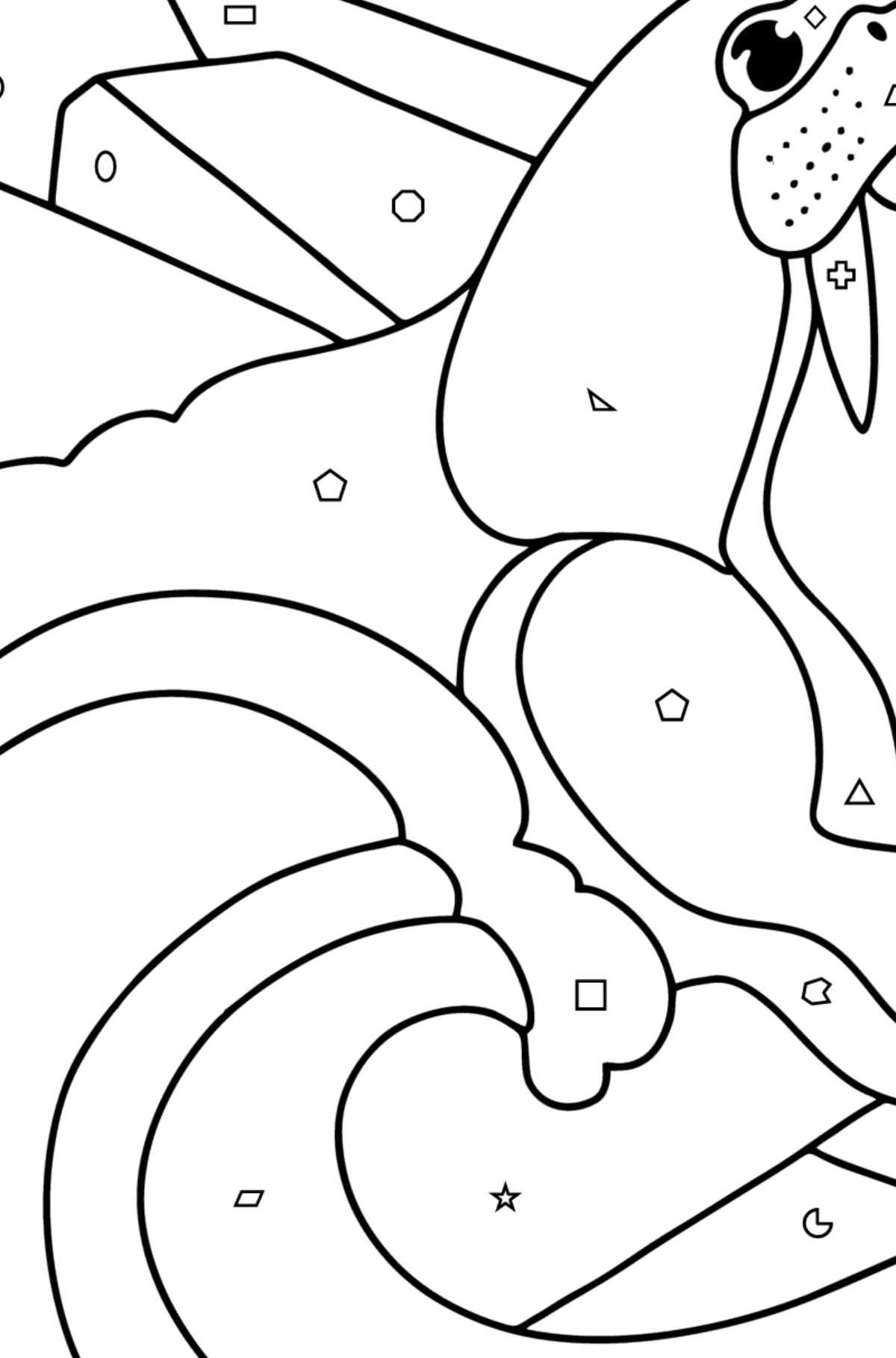 Atlantic Walrus coloring page - Coloring by Geometric Shapes for Kids