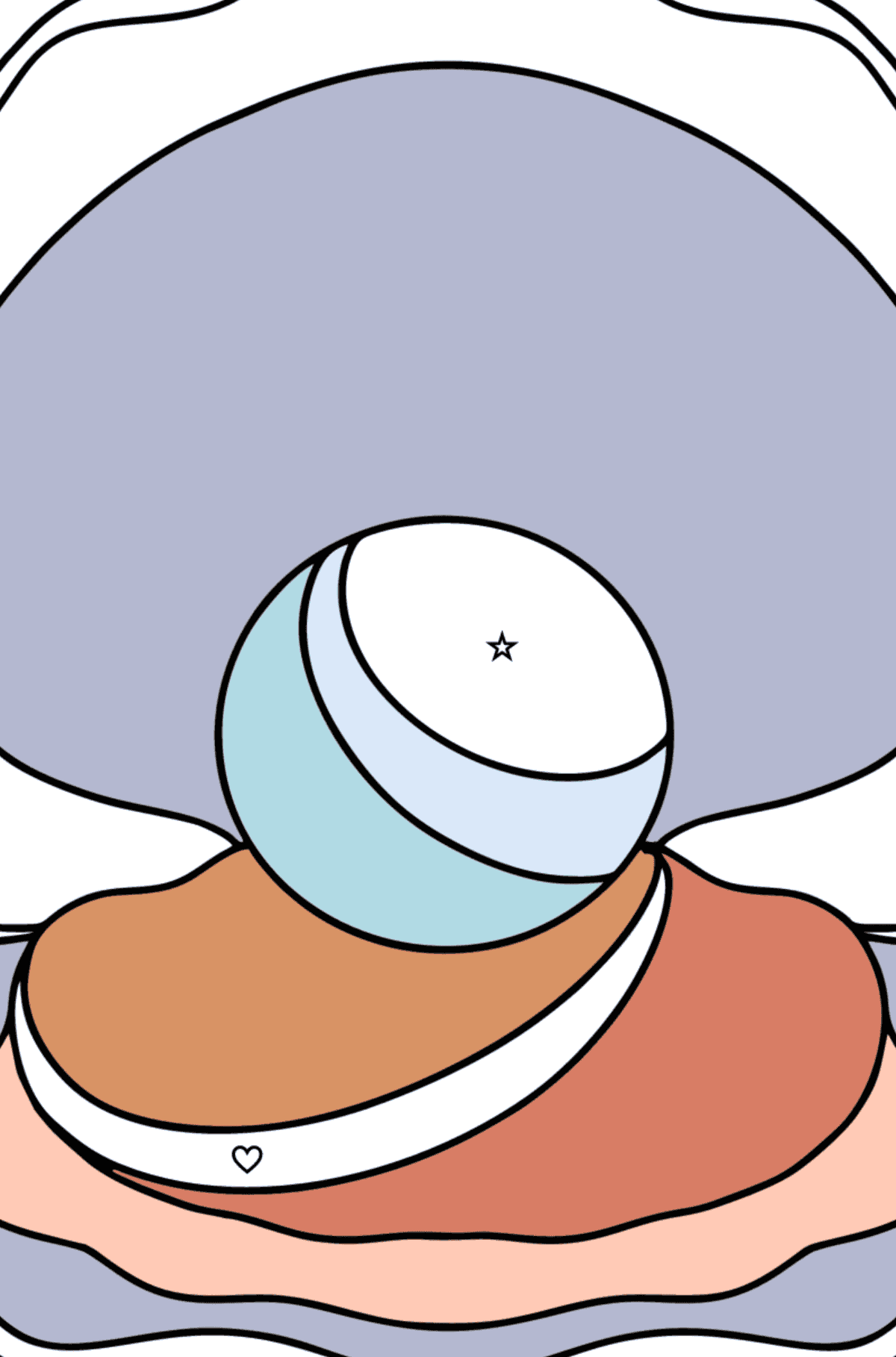 Dibujo de Concha con perla para colorear - Colorear por Formas Geométricas para Niños