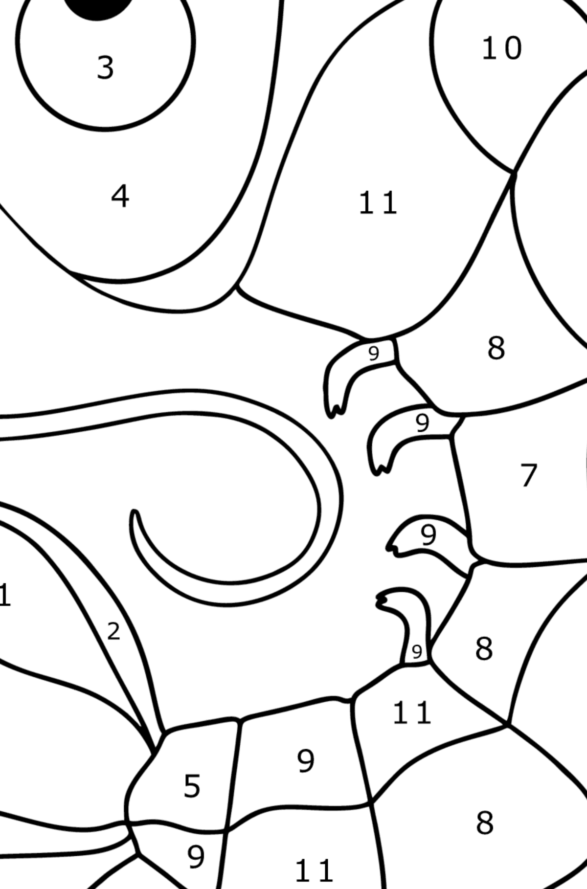 Målarbild räka - Färgläggning efter nummer För barn