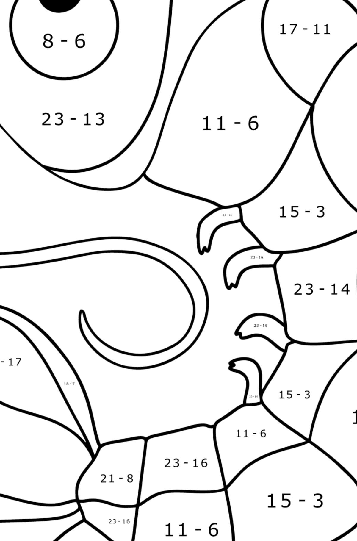 Målarbild räka - Matematik Färgläggning - Subtraktion För barn