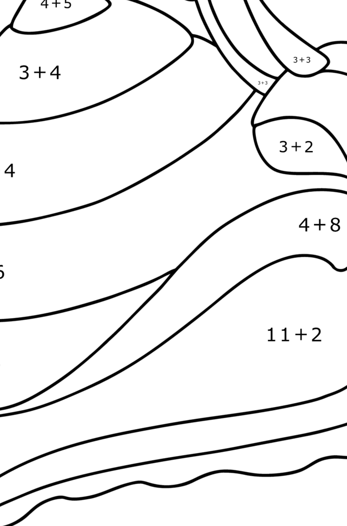 Snail coloring page - Math Coloring - Addition for Kids