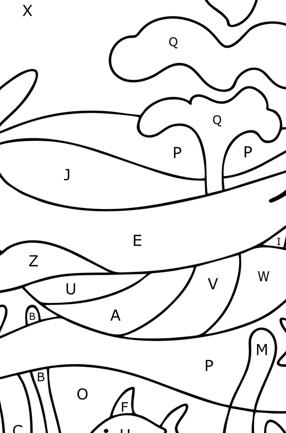 Cute sperm whale coloring page - Coloring by Letters for Kids