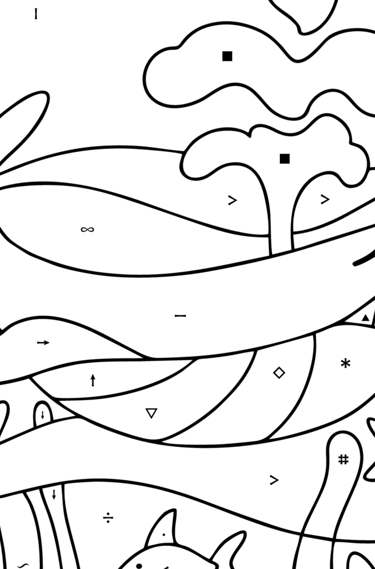 Cute sperm whale coloring page - Coloring by Symbols for Kids