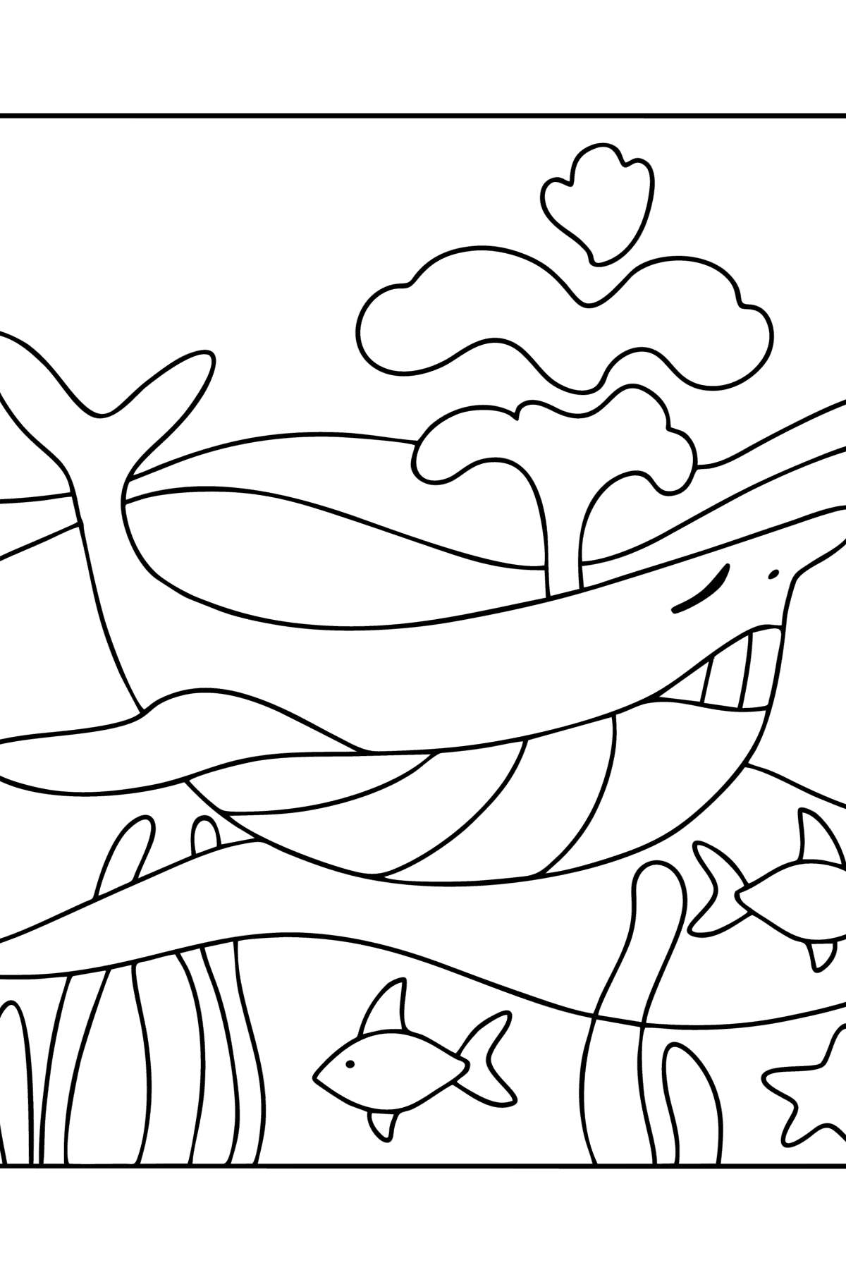 Tegning til farvning sød kaskelothval - Tegninger til farvelægning for børn