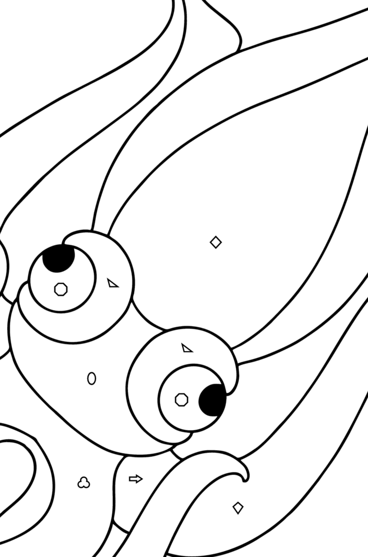 Squid coloring page - Coloring by Geometric Shapes for Kids