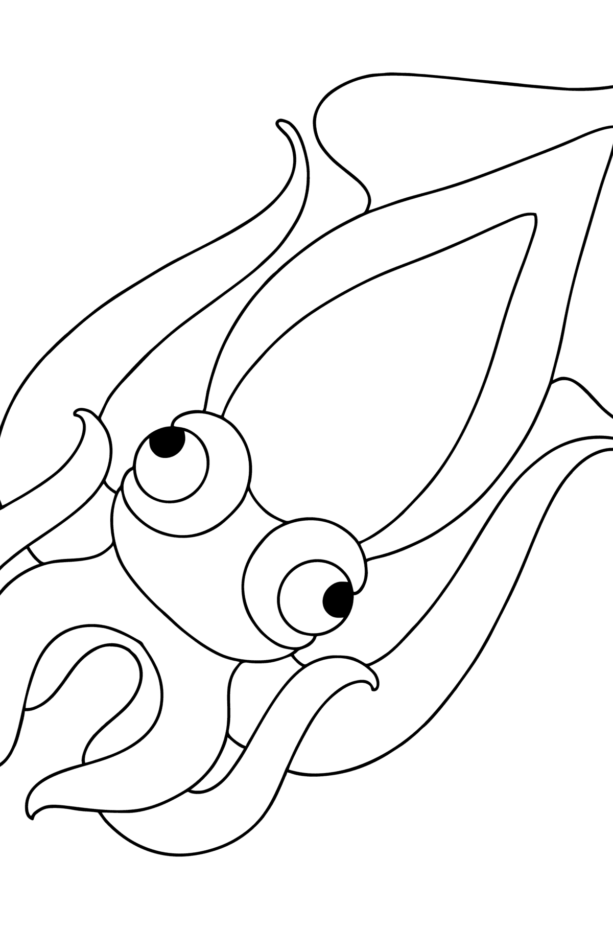 Squid coloring page for Kids ♥ Online and Print for Free