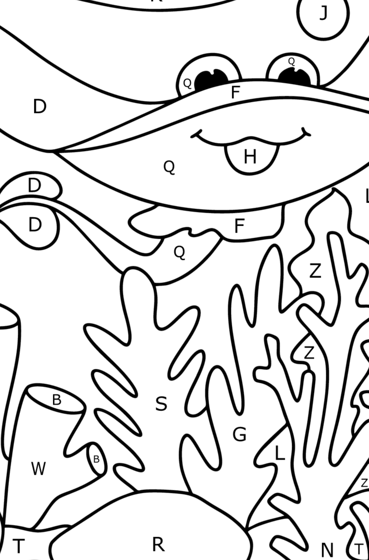 Stingray coloring page - Coloring by Letters for Kids