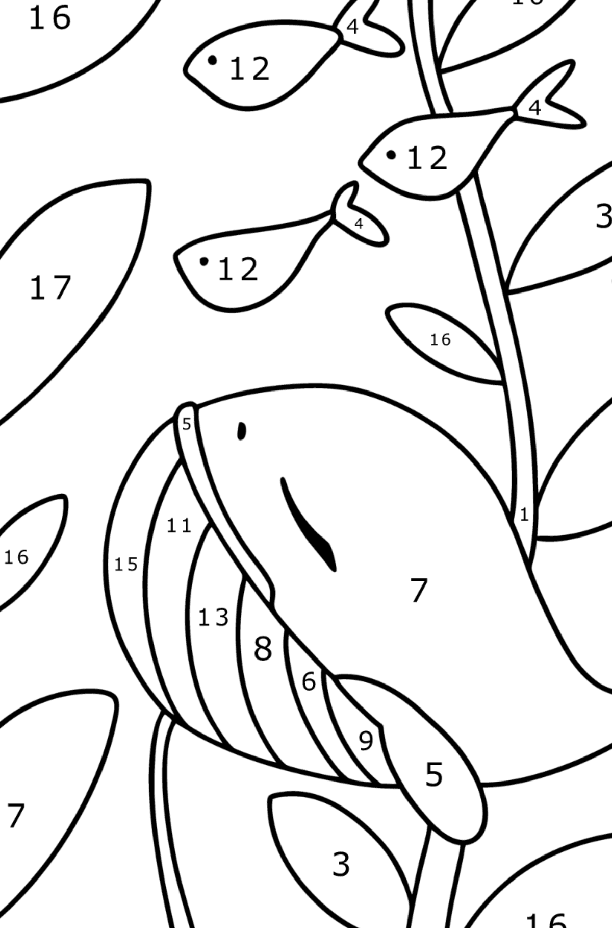 Whale baby coloring page - Coloring by Numbers for Kids