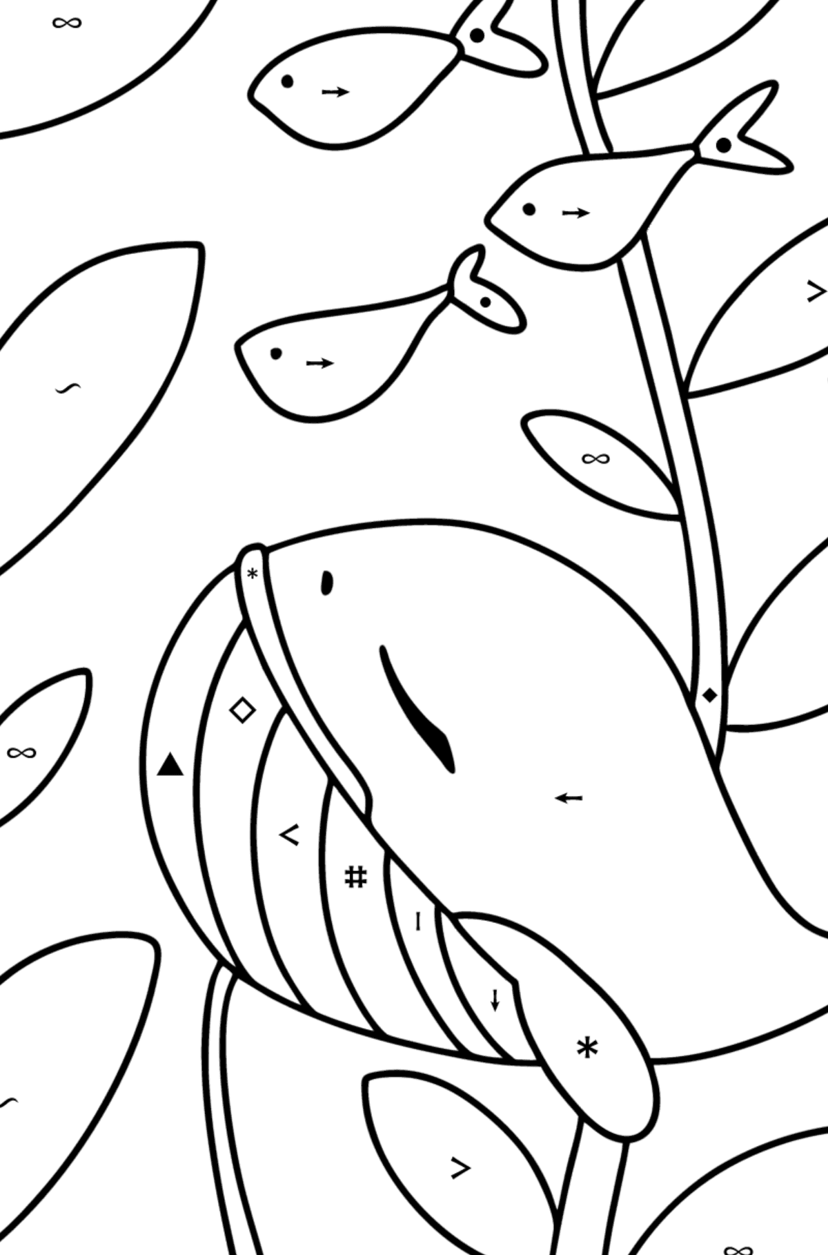Whale baby coloring page - Coloring by Symbols for Kids