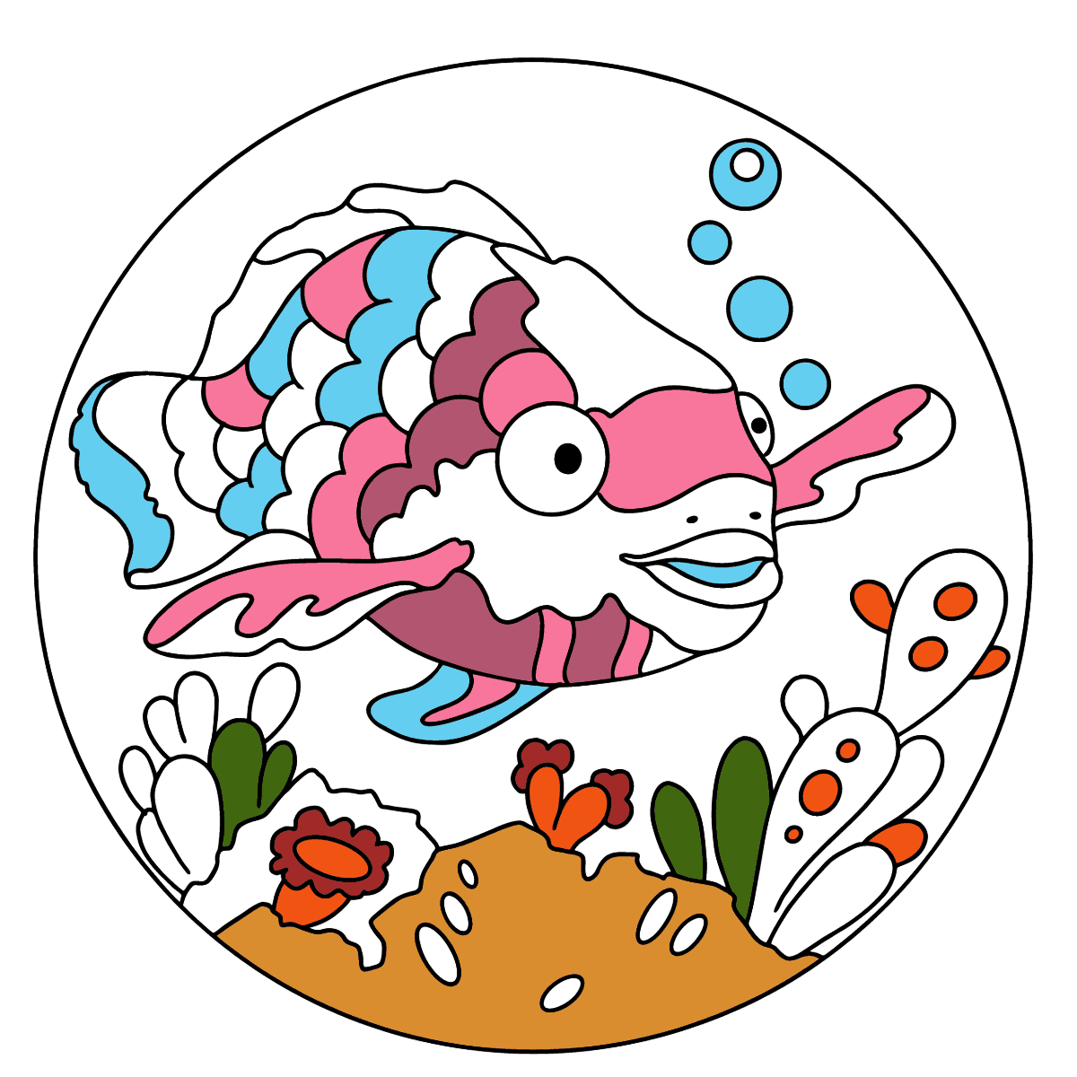 Coloring Page - A Fish with Beautiful Scales - Print for free!