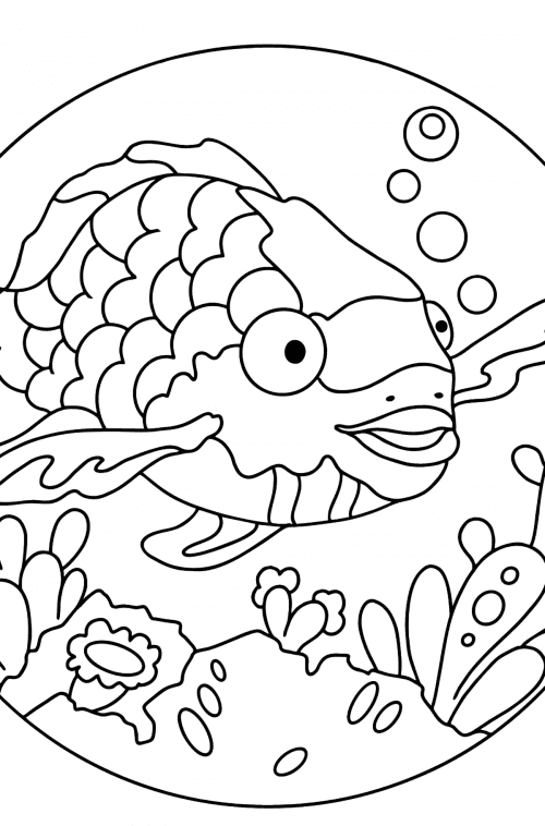 Coloring Page - A Fish with Beautiful Scales - Print for free!