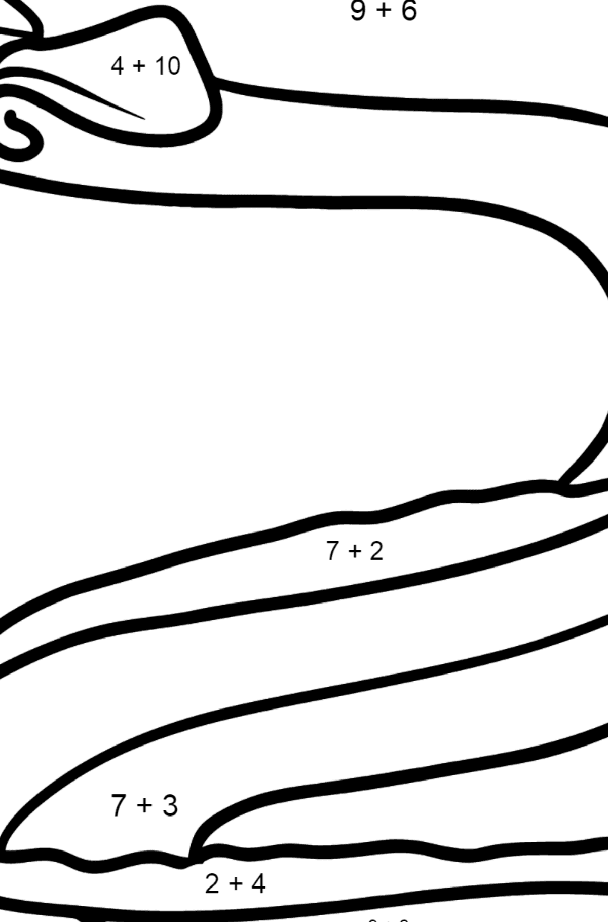 Eel coloring page - Math Coloring - Addition for Kids