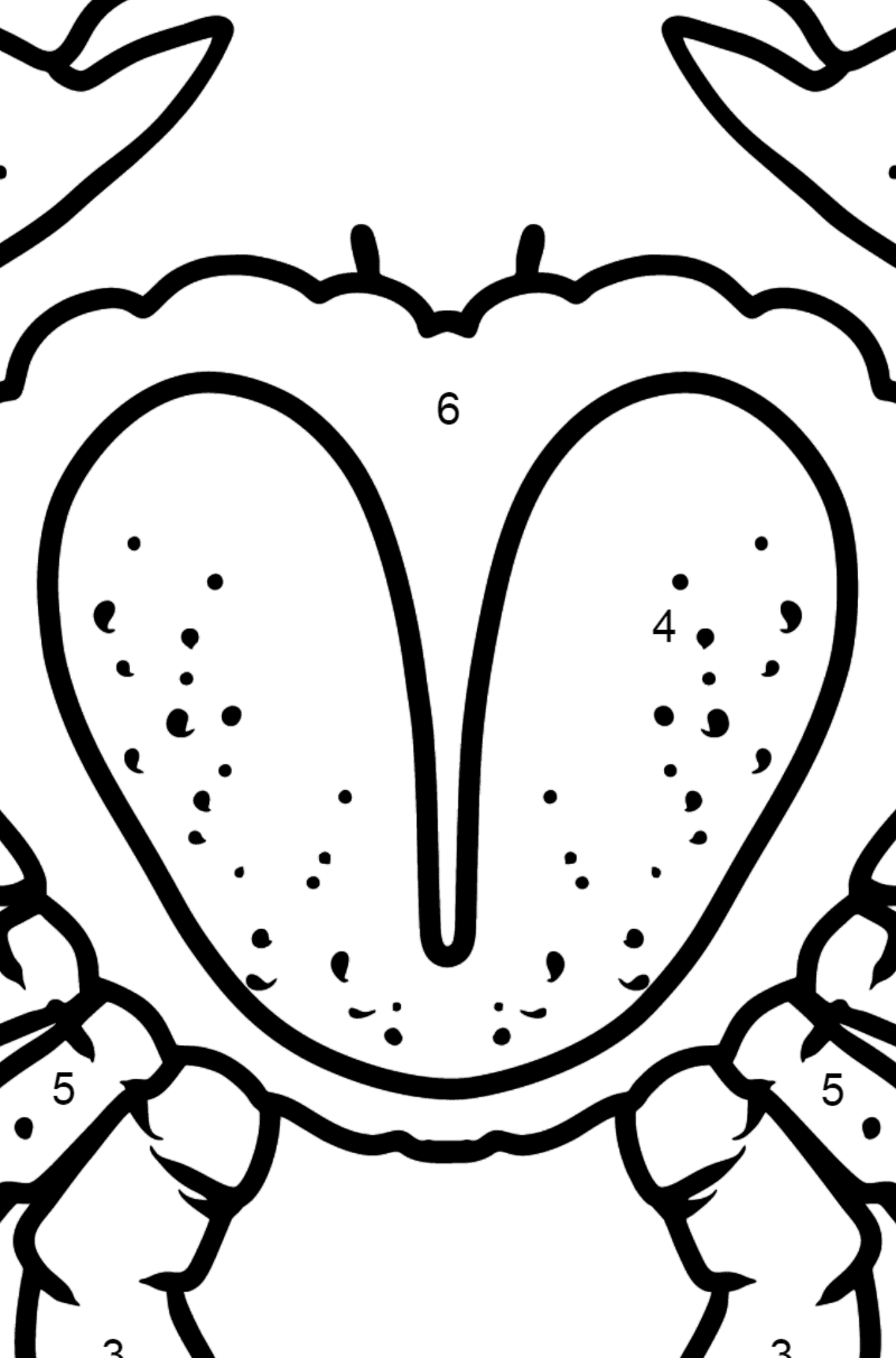 Crab coloring page - Coloring by Numbers for Kids