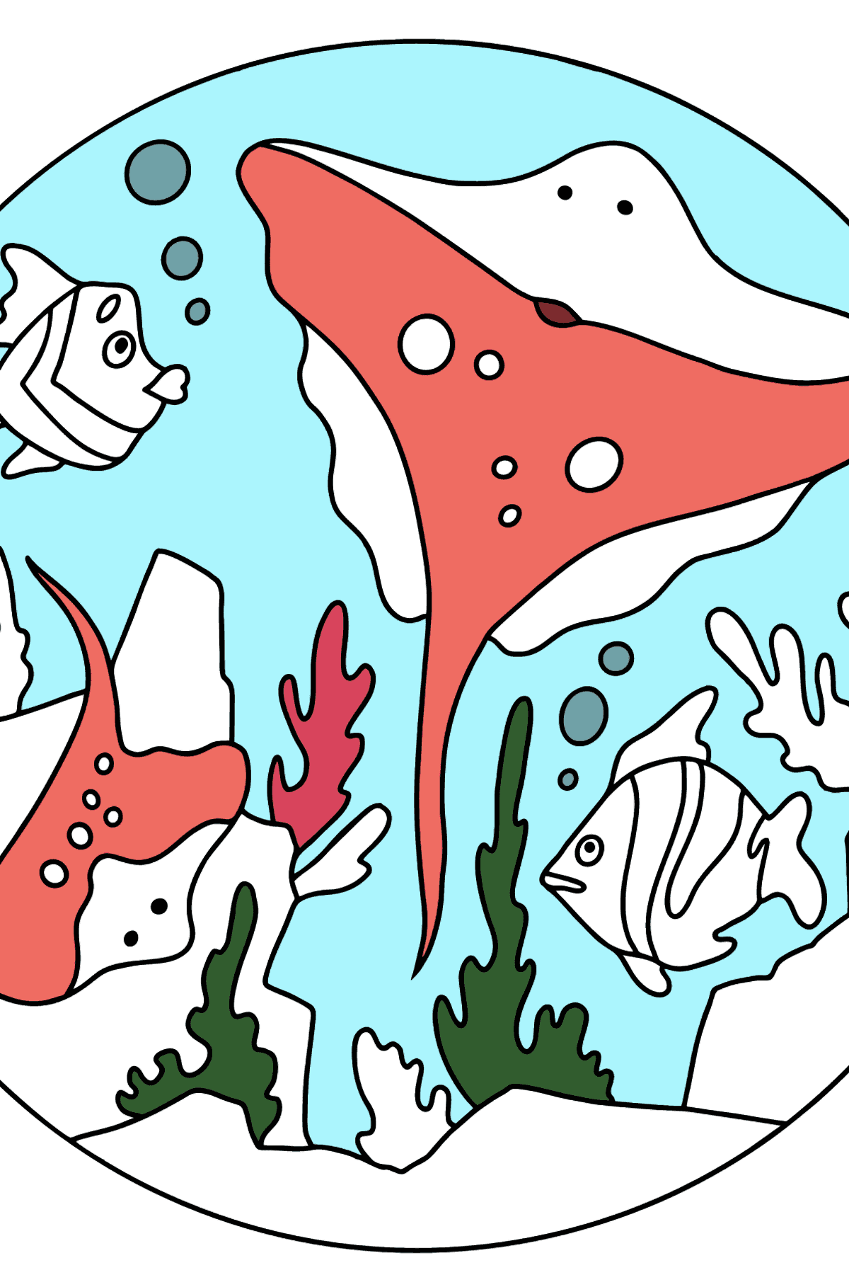 Desenho de peixe e uma arraiá para colorir - Imagens para Colorir para Crianças