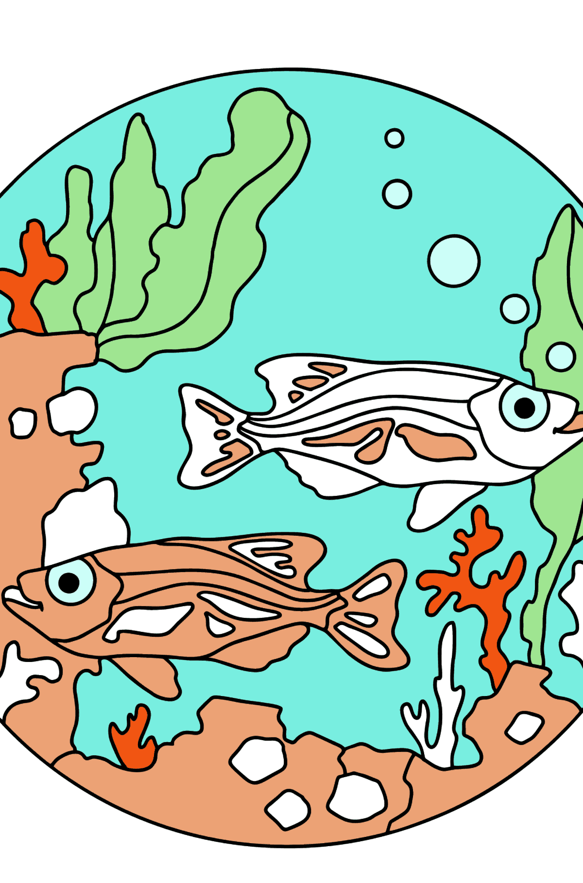 Coloriage ♥ Les poissons nagent - Coloriages pour les Enfants