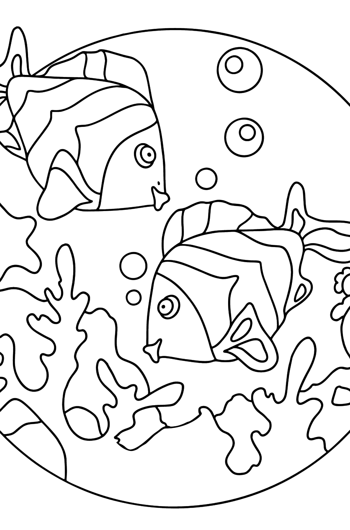 Coloriage - Les poissons nagent ensemble - Coloriages pour les Enfants