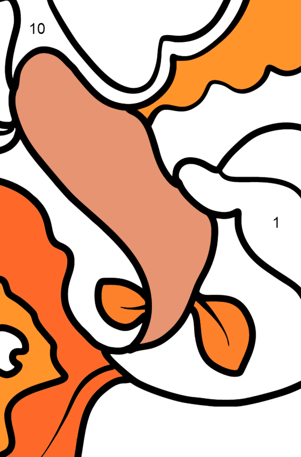 Раскраска золотая Рыбка - По Номерам для Детей