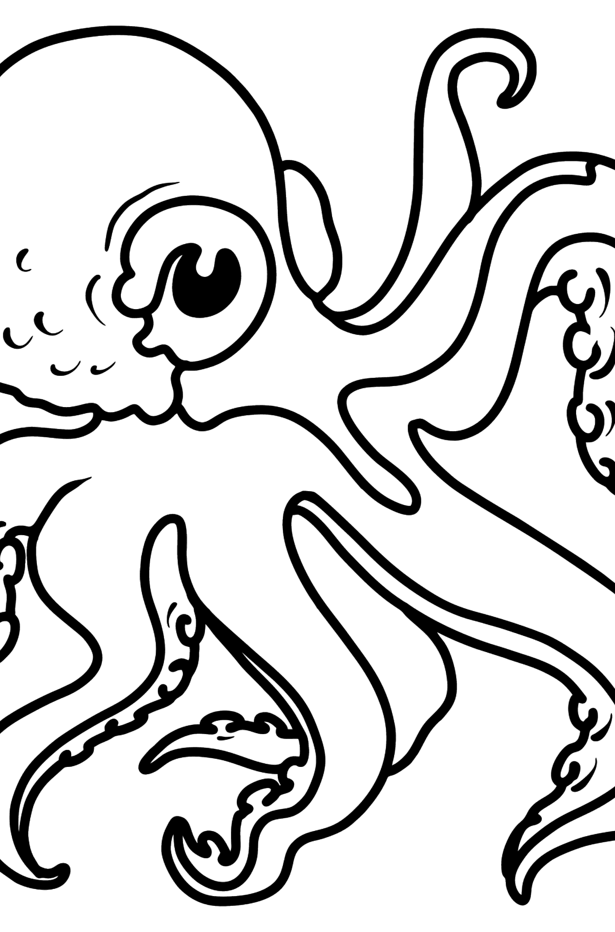 Tegning til farvning smuk blæksprutte - Tegninger til farvelægning for børn