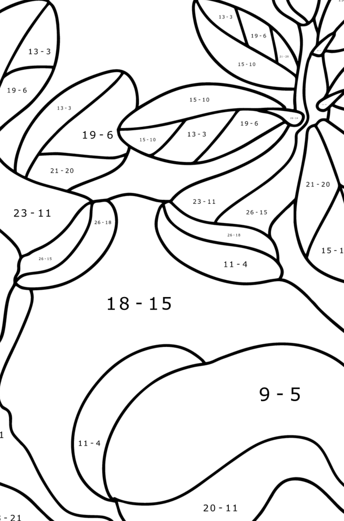 Adenium coloring page - Math Coloring - Subtraction for Kids