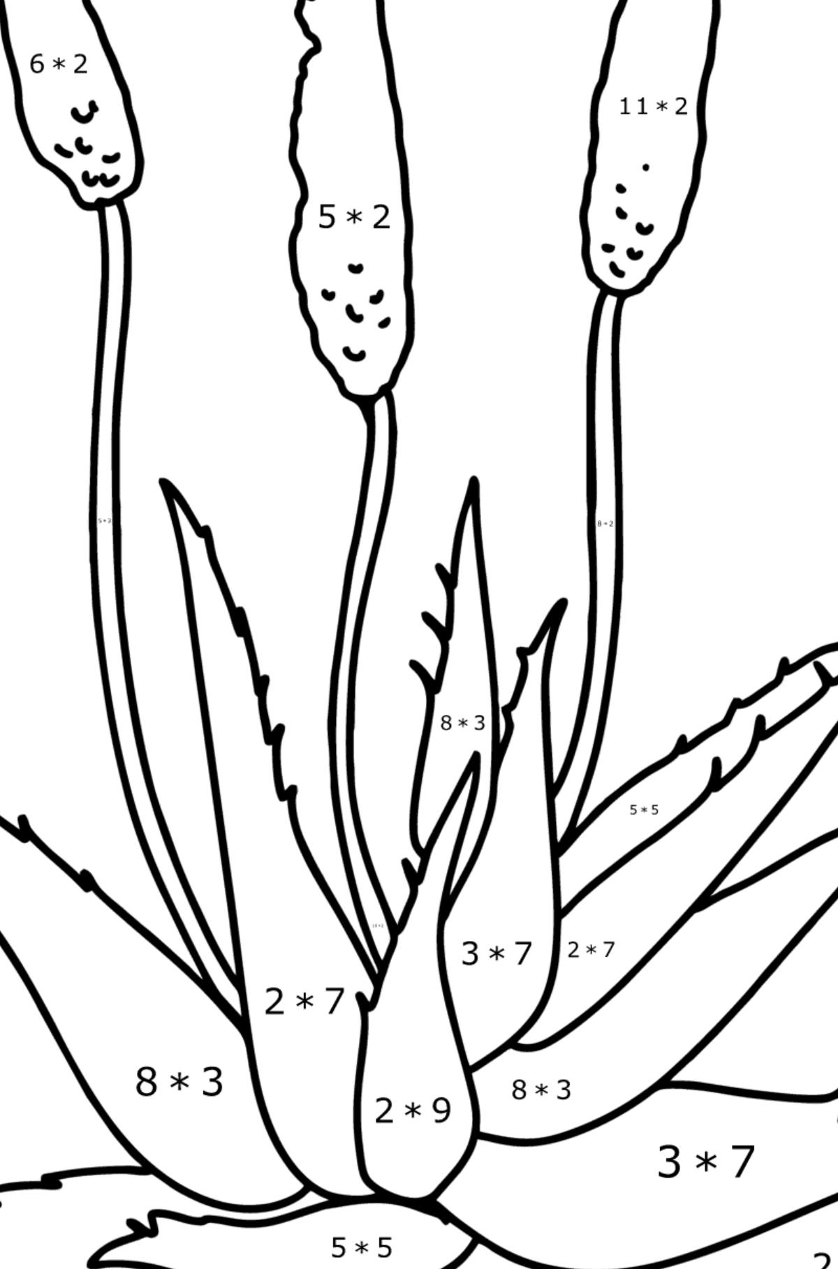Aloe coloring page - Math Coloring - Multiplication for Kids