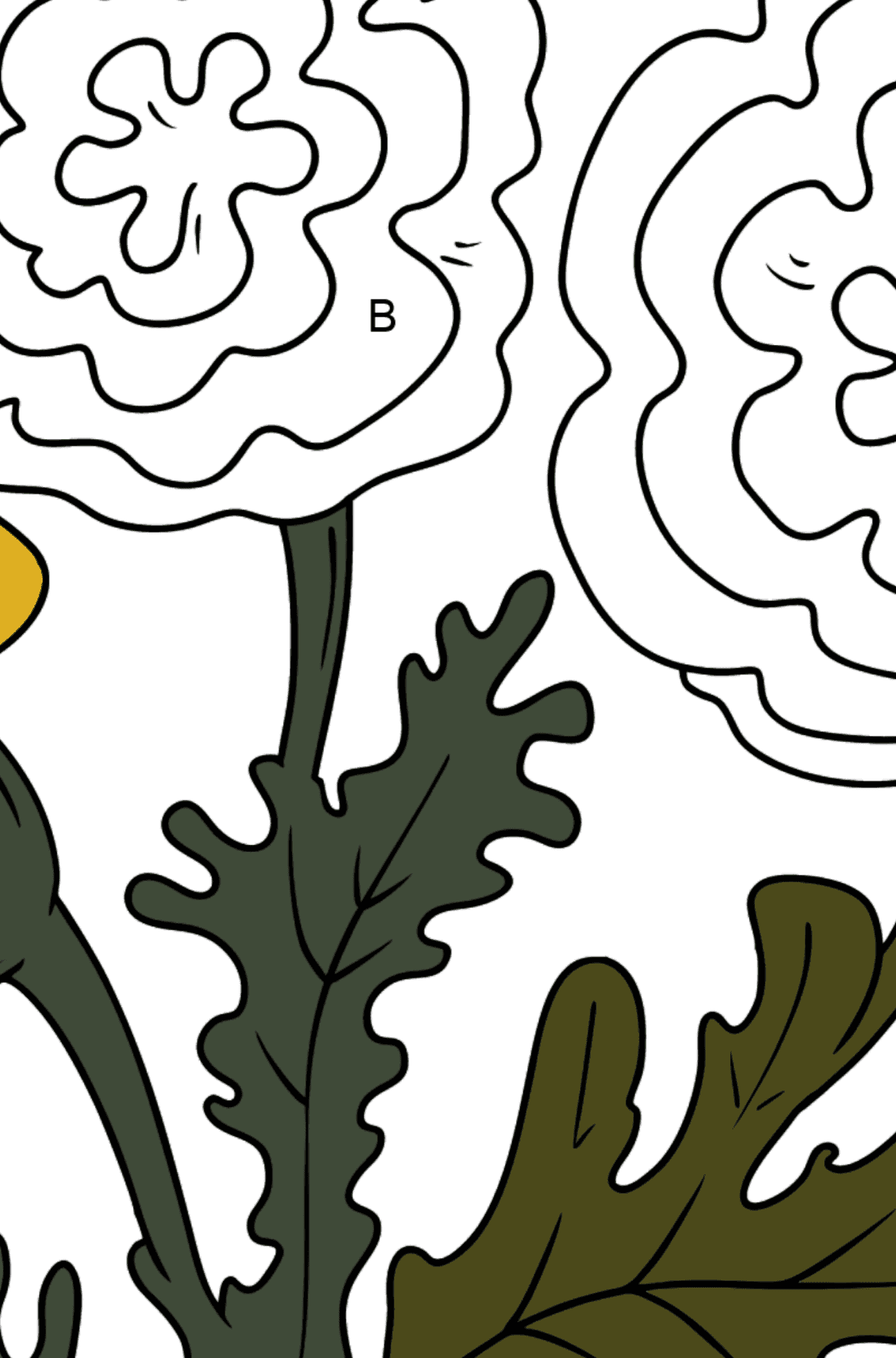 Coloring Page - Autumn flowers - Coloring by Letters for Kids