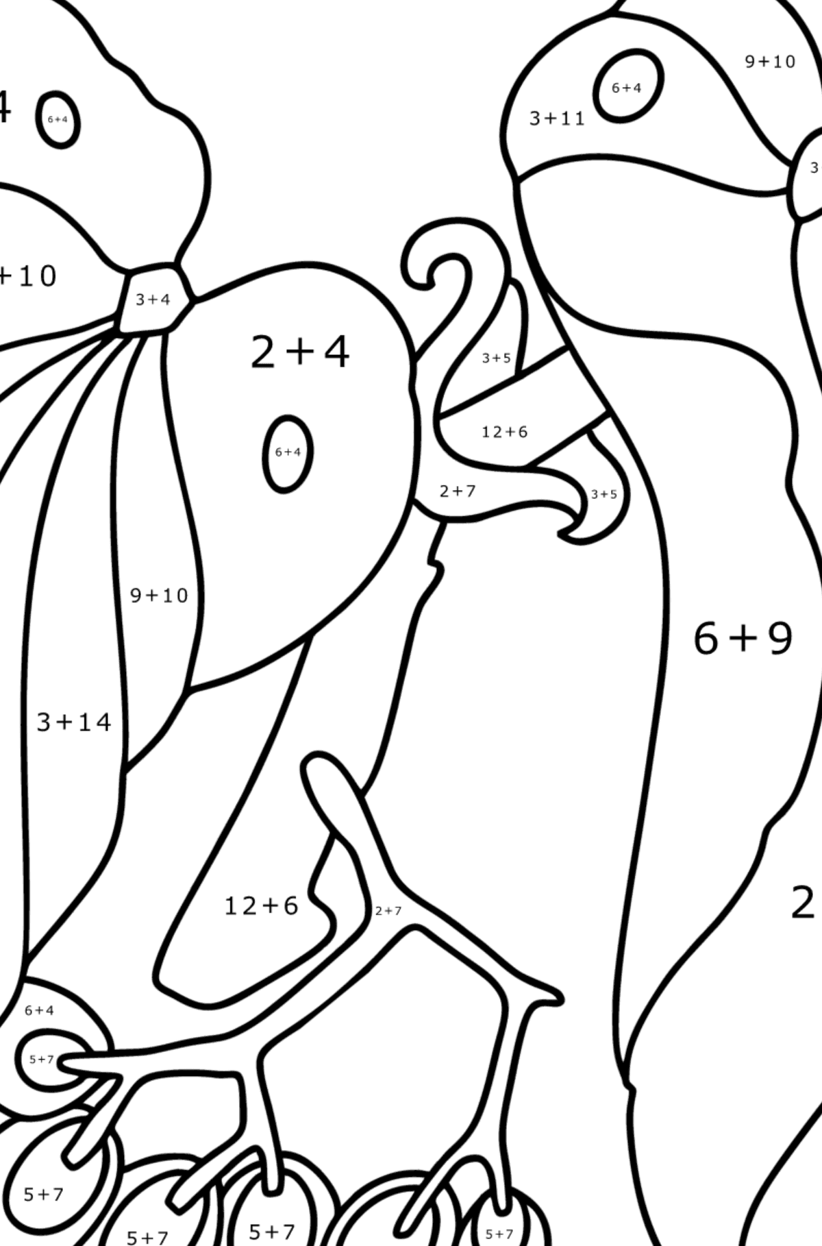 Begonia coloring page - Math Coloring - Addition for Kids