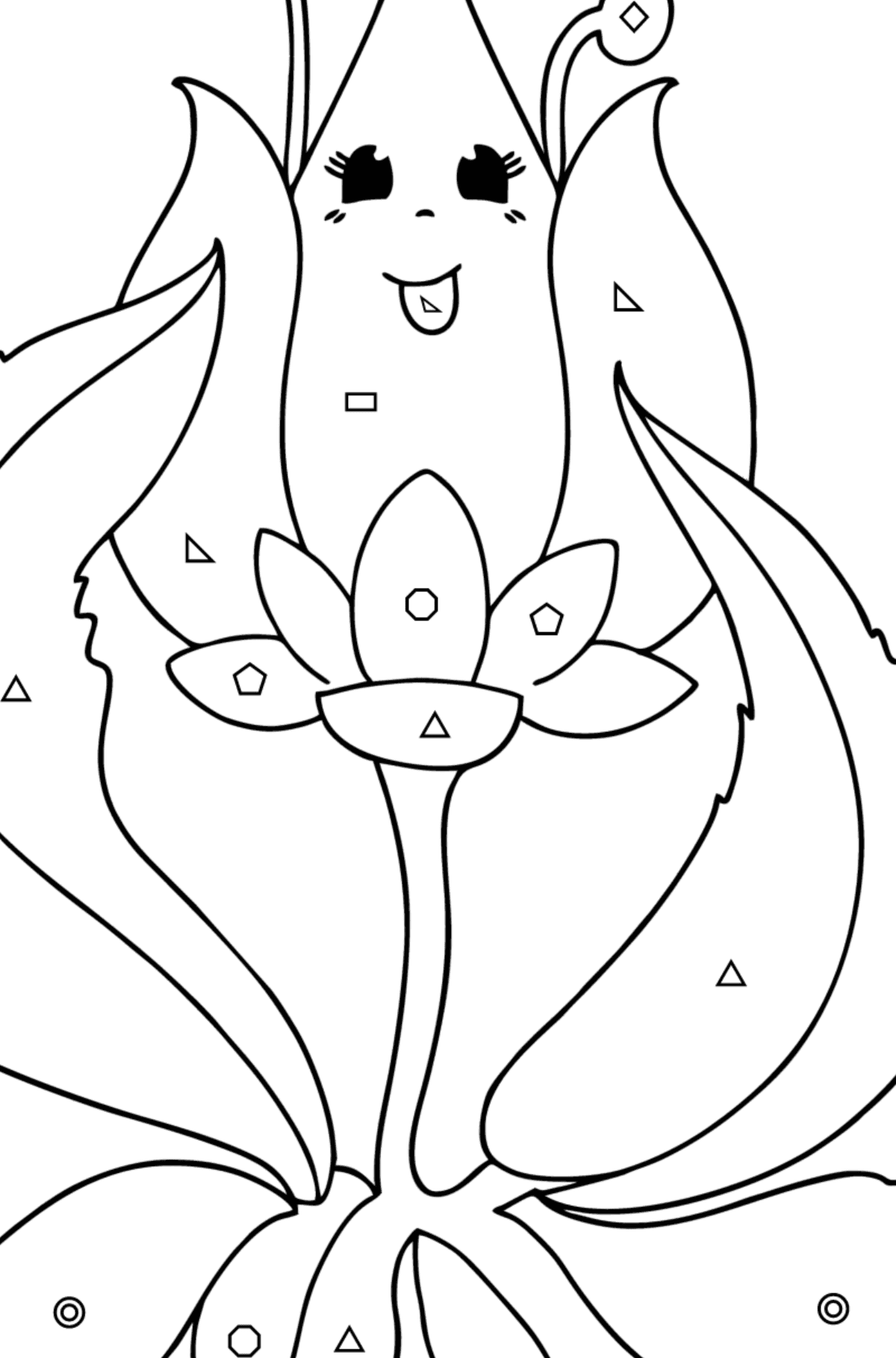 Bud with eyes coloring page - Coloring by Geometric Shapes for Kids
