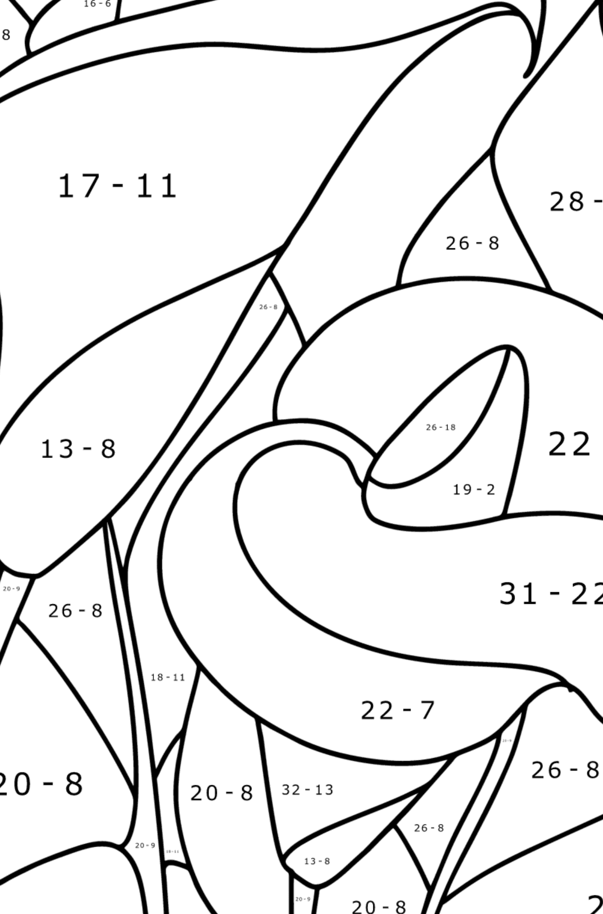 Calla coloring page - Math Coloring - Subtraction for Kids