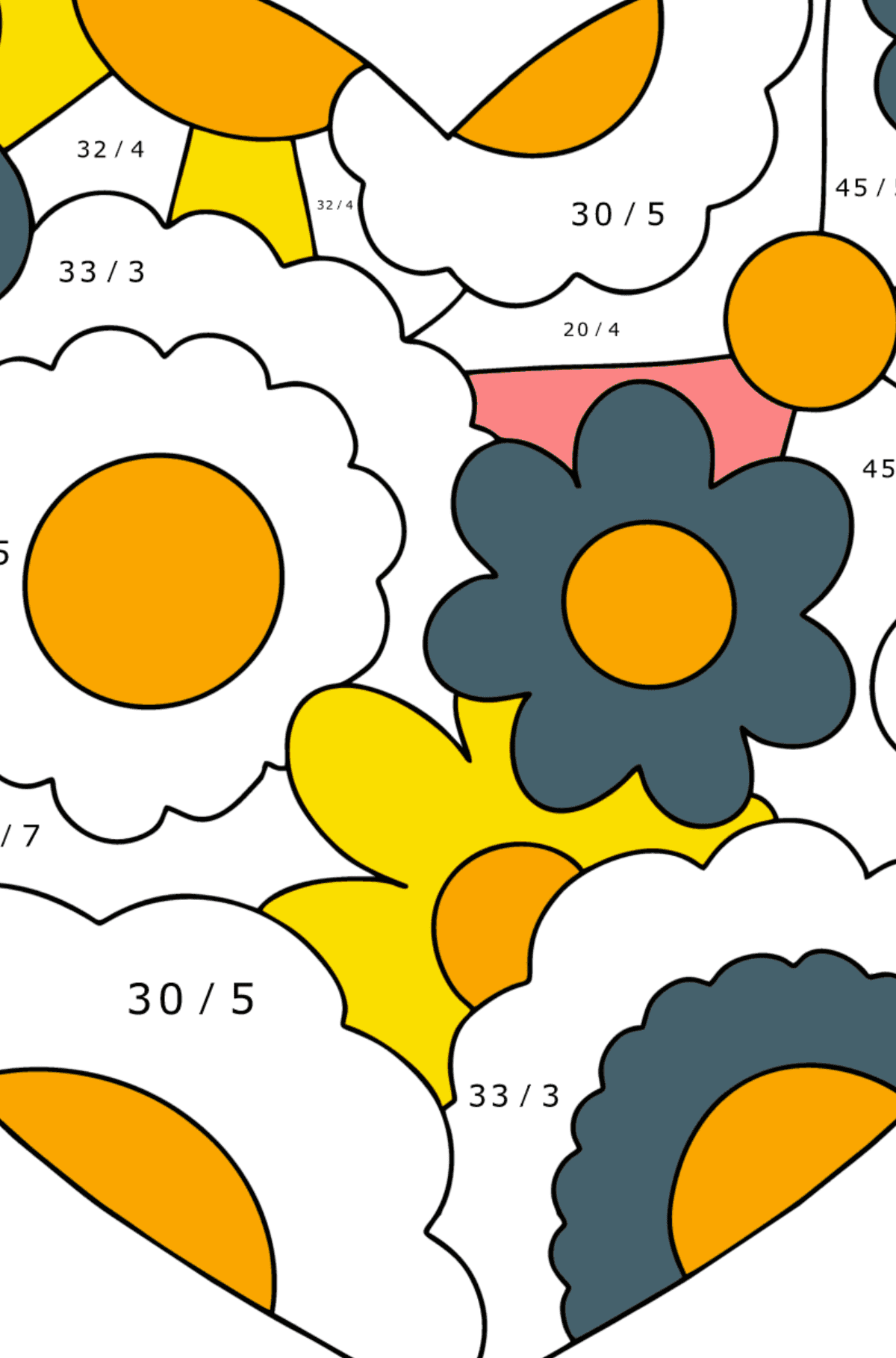 Chamomile in the heart coloring page - Math Coloring - Division for Kids