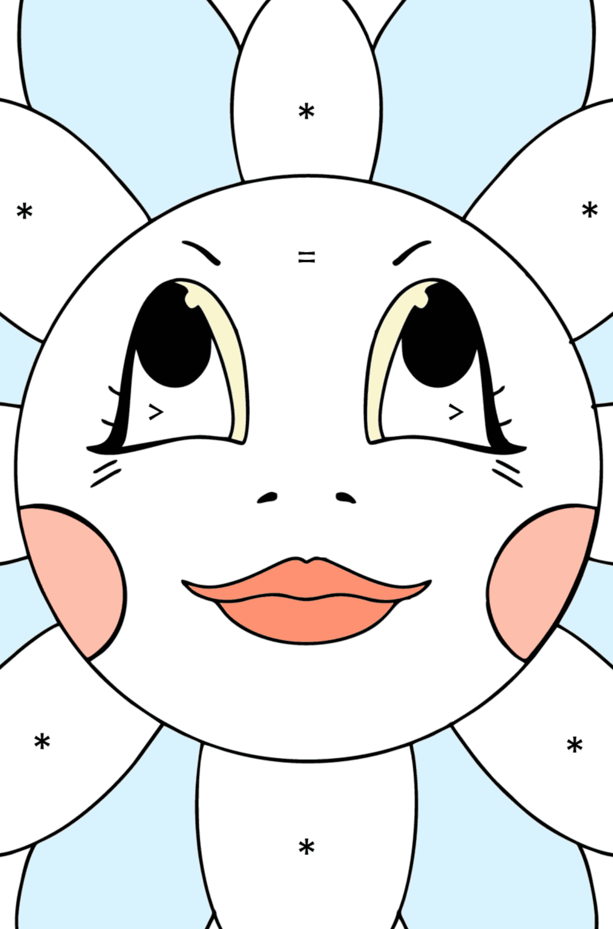 Coloriage Camomille avec les yeux - Coloriage par Symboles pour les Enfants