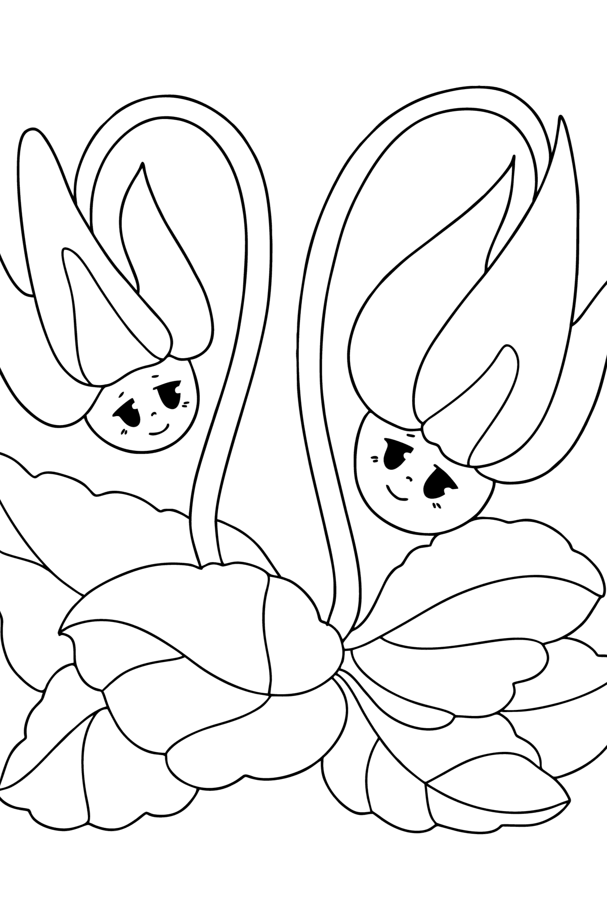 Kleurplaat Cyclamen, bloemen met ogen - kleurplaten voor kinderen