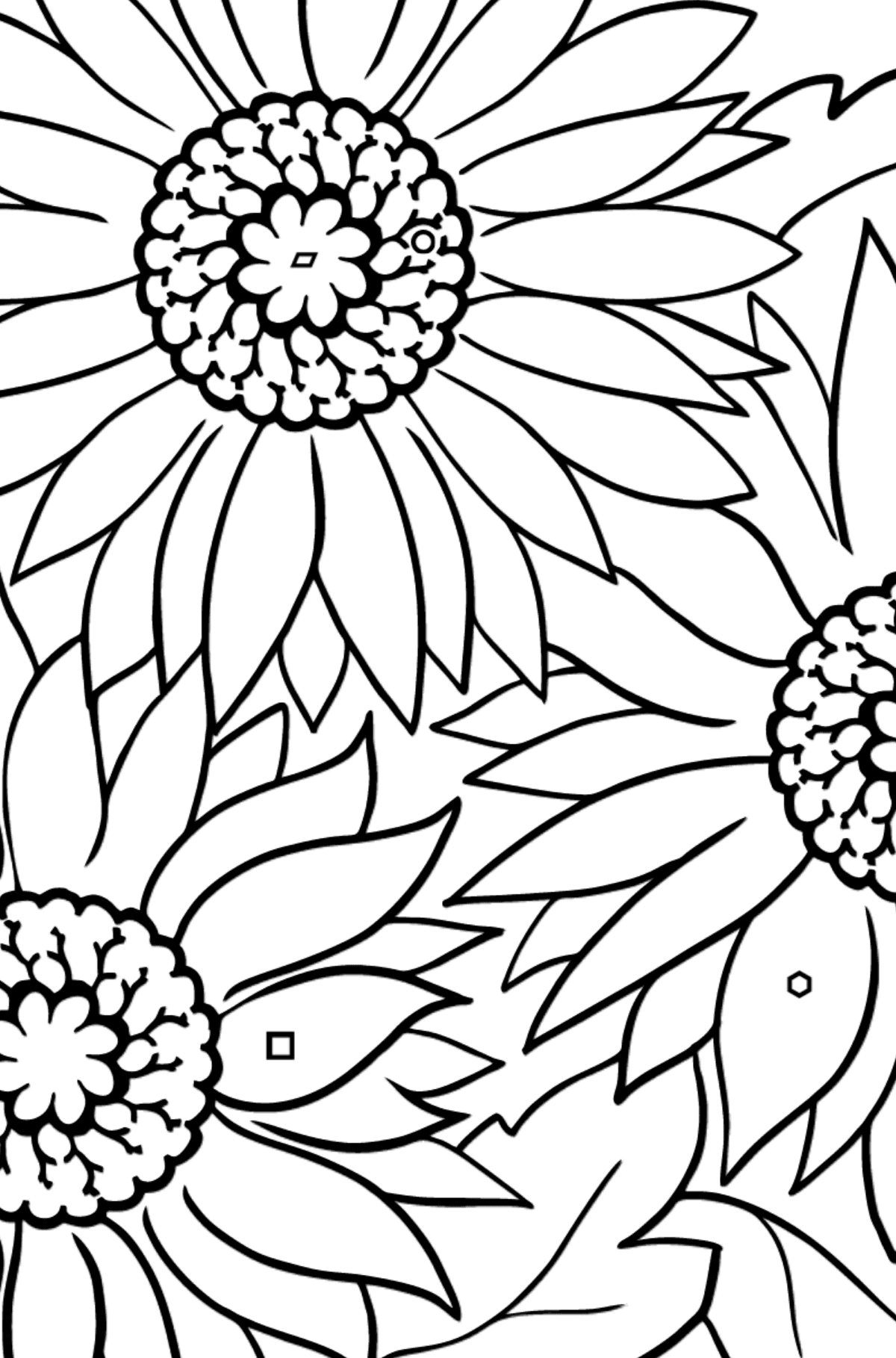 Colouring page Pink Gerbera - Coloring by Geometric Shapes for Kids