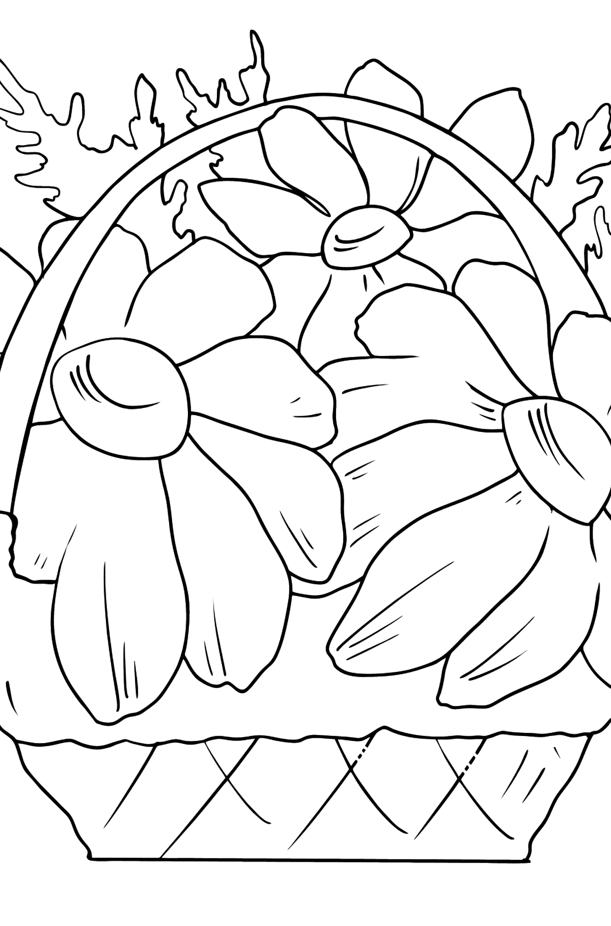 Flower Coloring Page - flowers in a basket - Coloring Pages for Kids